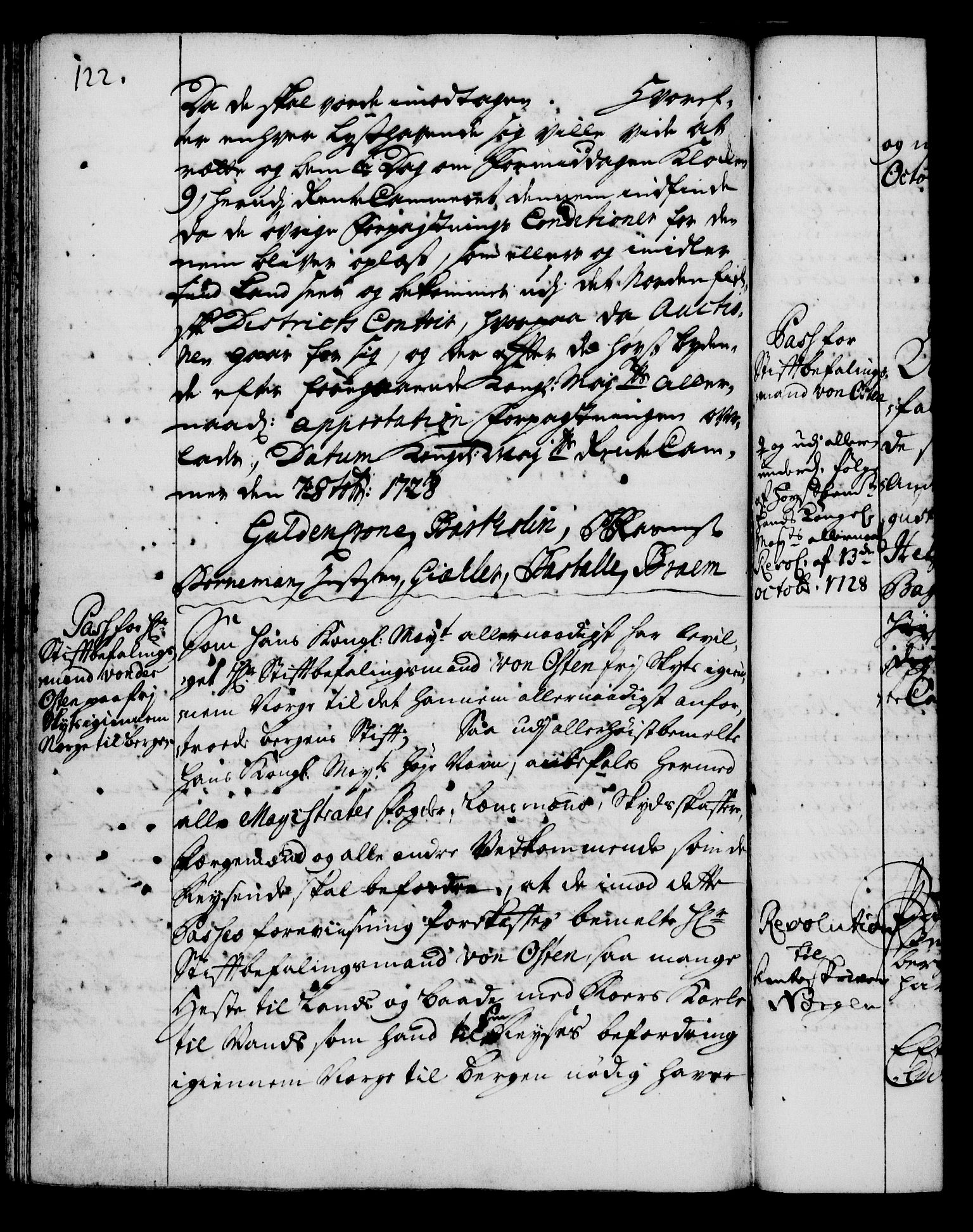 Rentekammeret, Kammerkanselliet, RA/EA-3111/G/Gg/Gga/L0003: Norsk ekspedisjonsprotokoll med register (merket RK 53.3), 1727-1734, p. 122