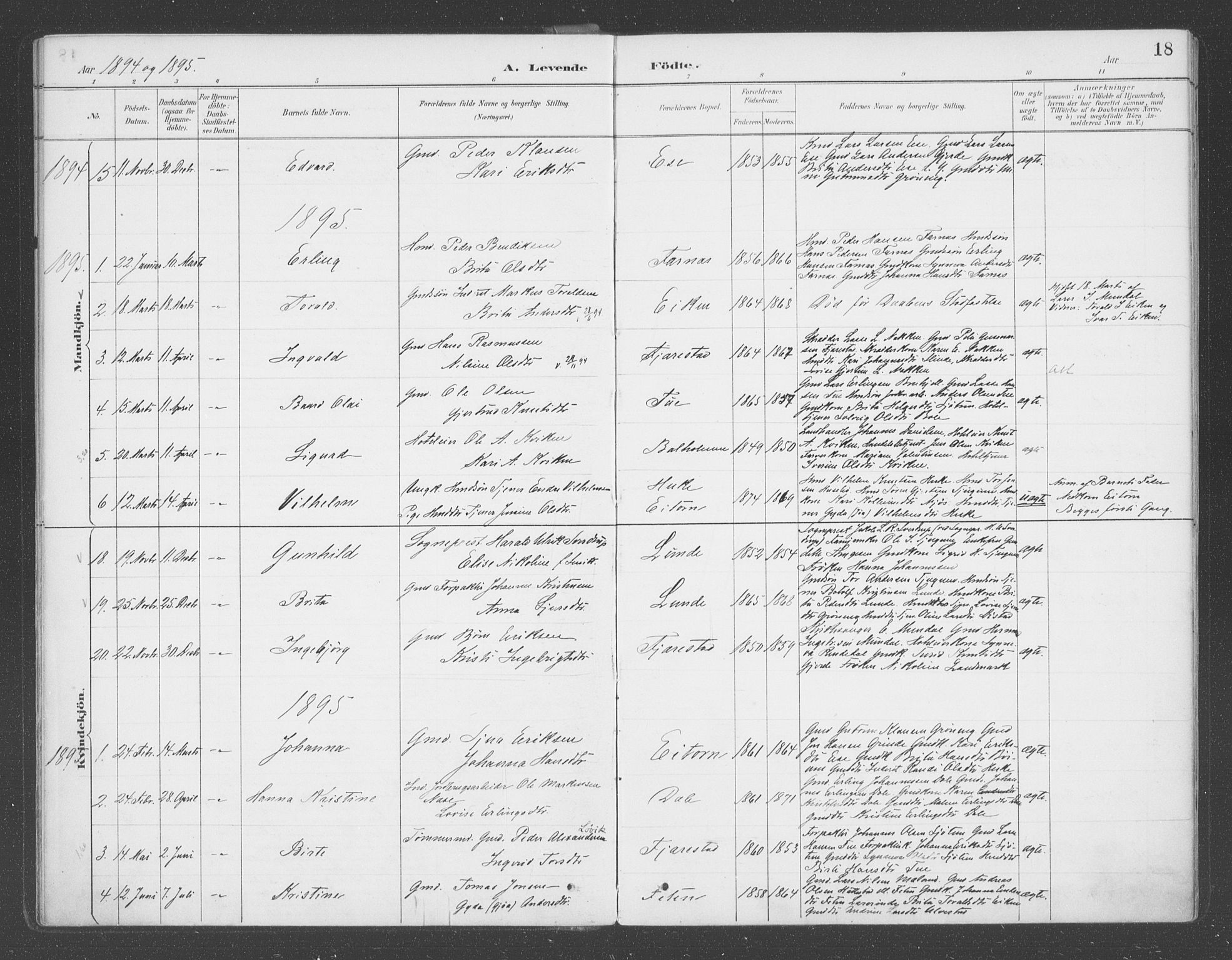 Balestrand sokneprestembete, SAB/A-79601/H/Haa/Haab/L0001: Parish register (official) no. B  1, 1889-1910, p. 18