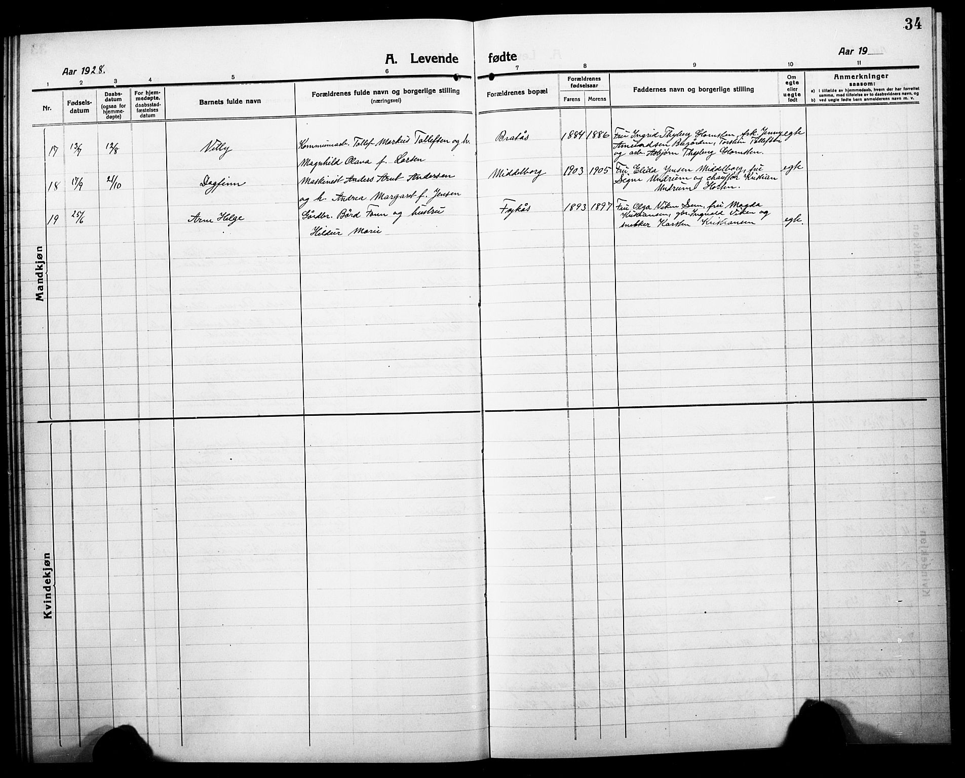 Nøtterøy kirkebøker, SAKO/A-354/G/Gc/L0001: Parish register (copy) no. III 1, 1915-1930, p. 34