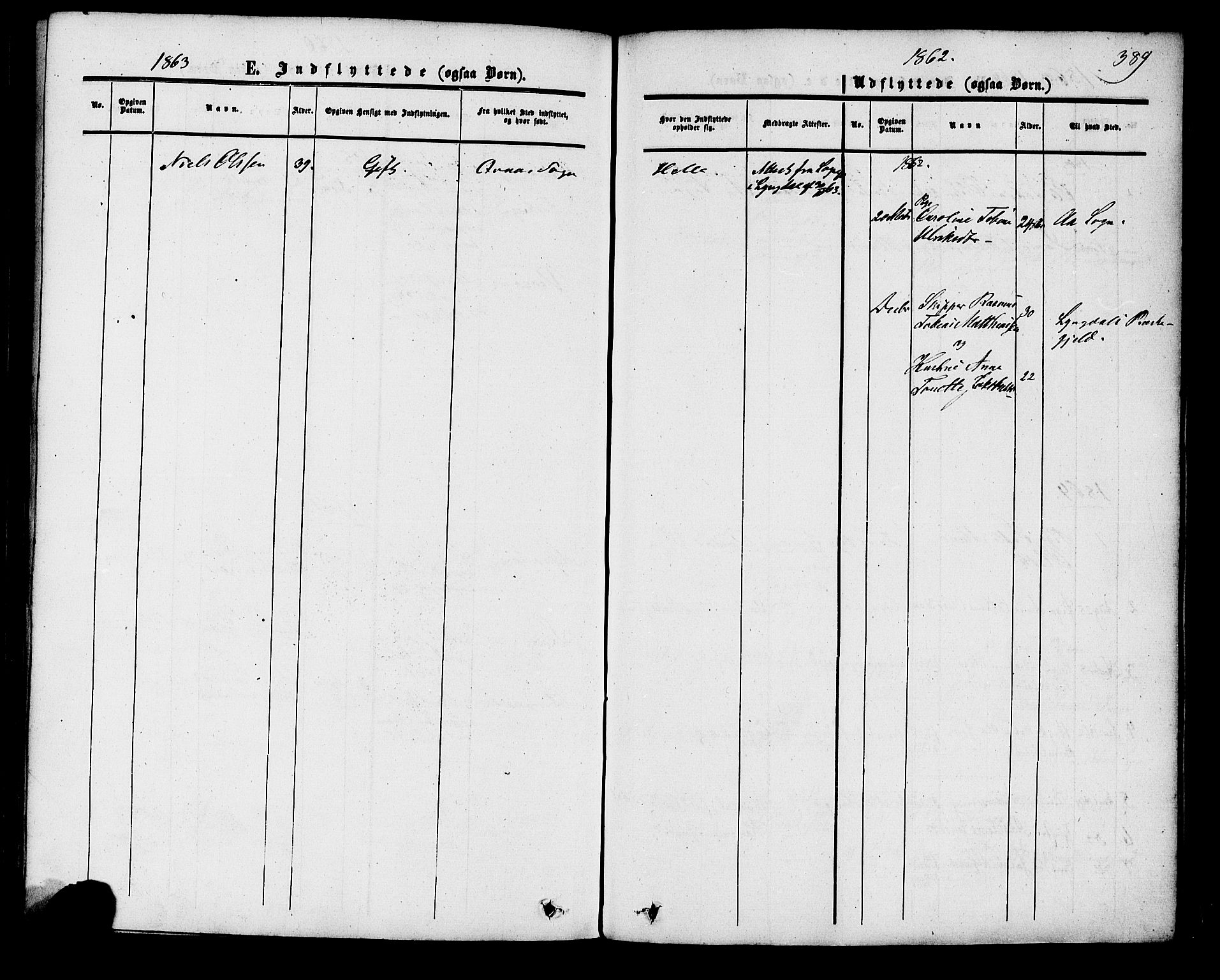 Herad sokneprestkontor, SAK/1111-0018/F/Fa/Fab/L0004: Parish register (official) no. A 4, 1853-1885, p. 389
