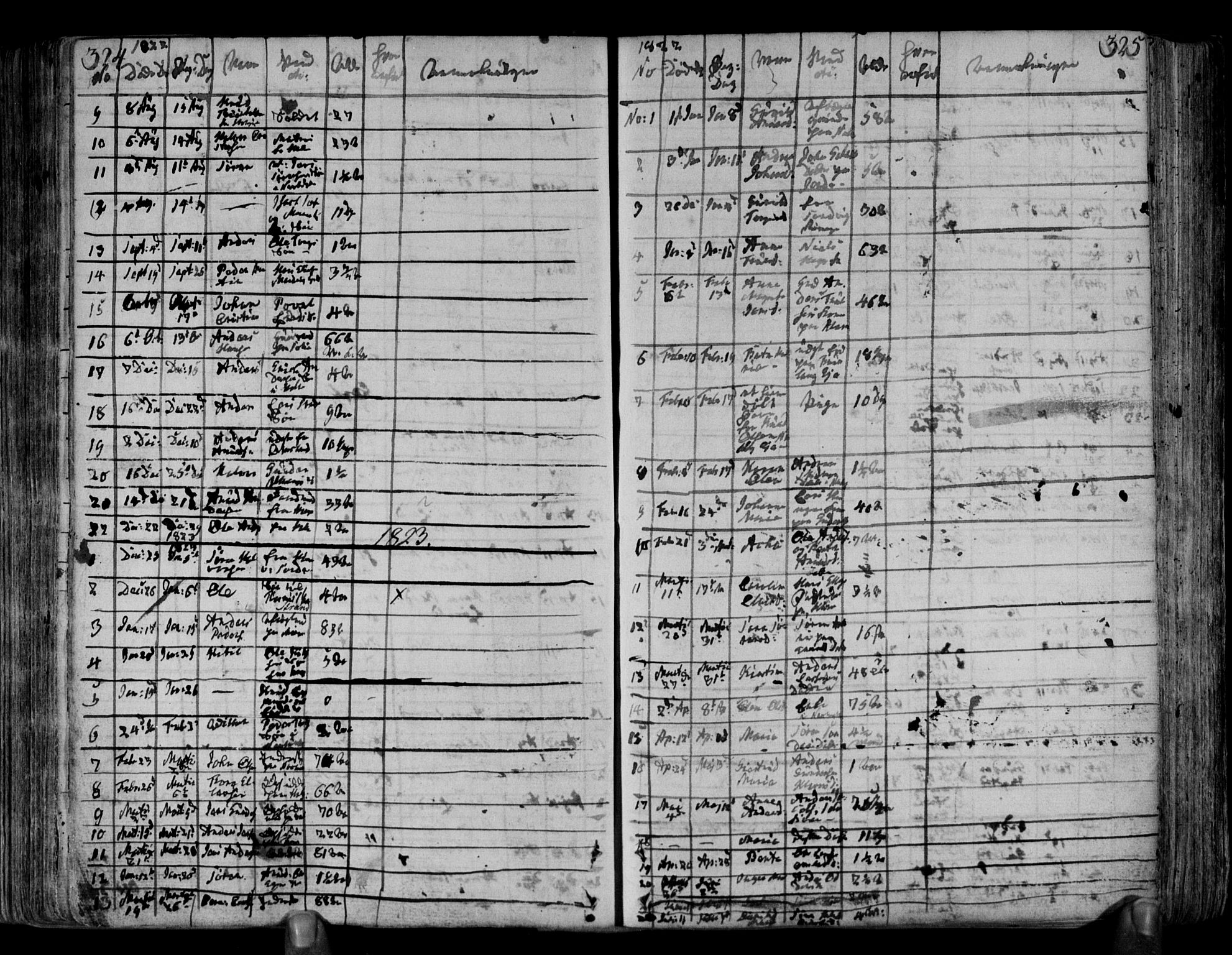 Brunlanes kirkebøker, SAKO/A-342/F/Fa/L0002: Parish register (official) no. I 2, 1802-1834, p. 324-325
