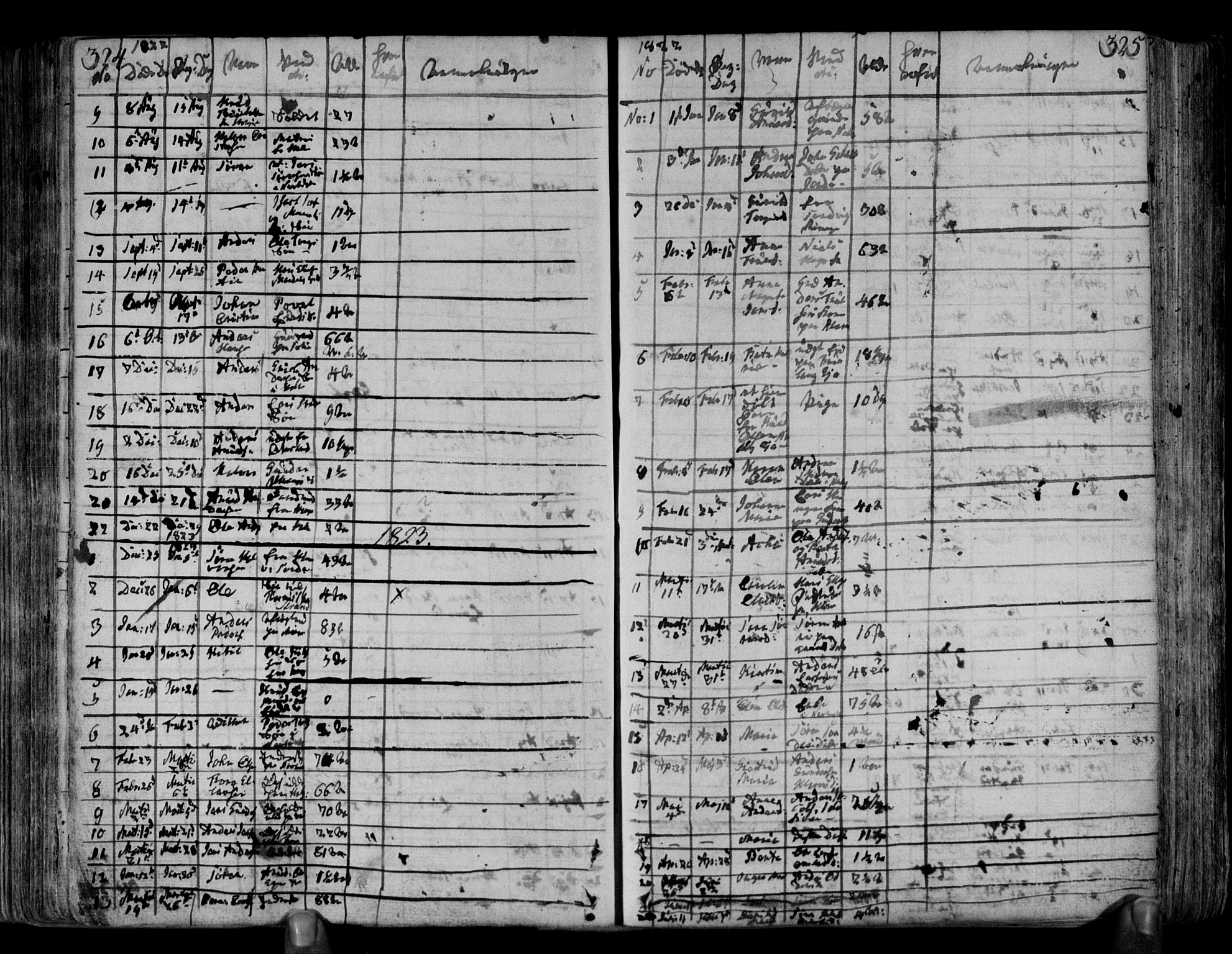 Brunlanes kirkebøker, AV/SAKO-A-342/F/Fa/L0002: Parish register (official) no. I 2, 1802-1834, p. 324-325