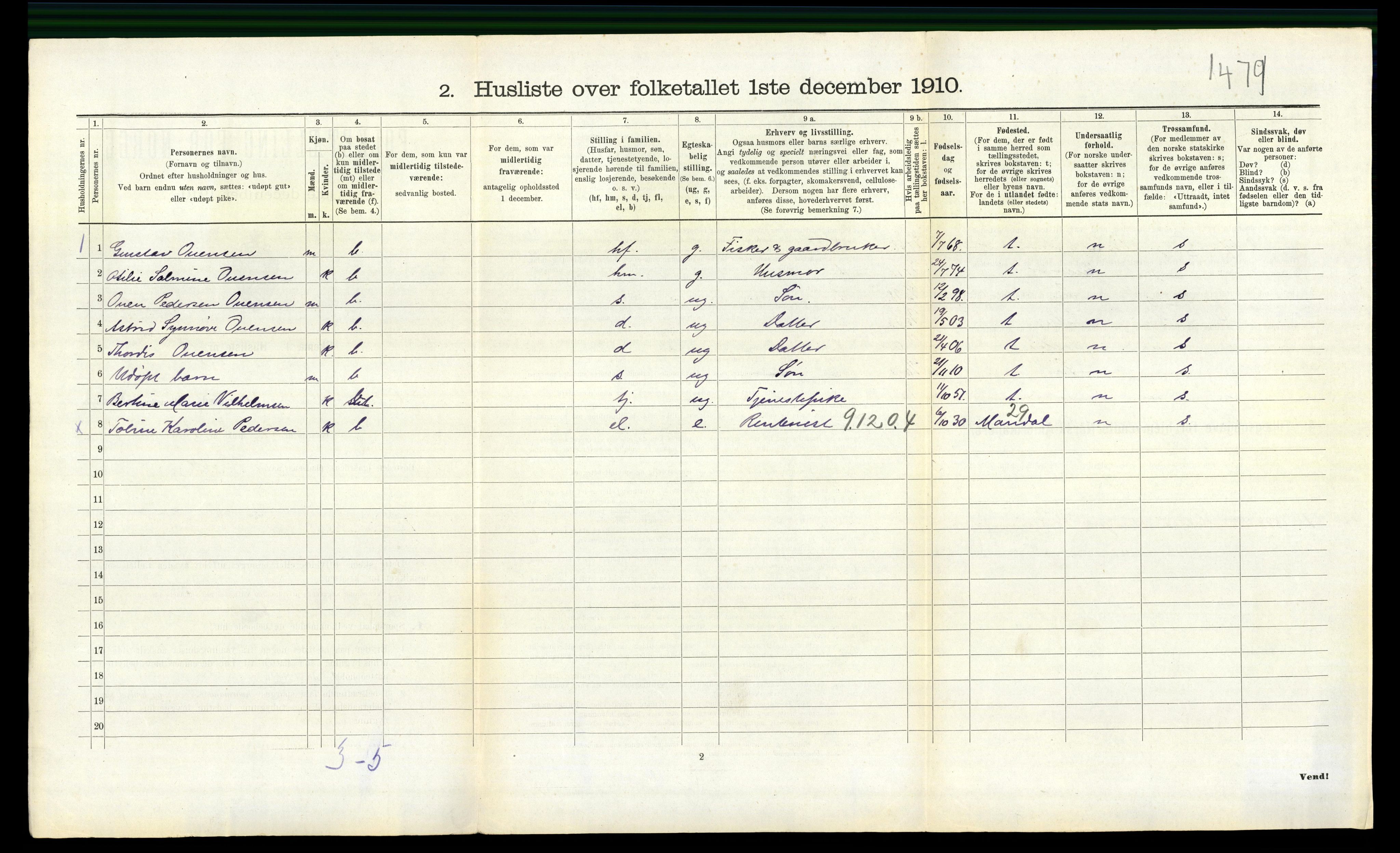 RA, 1910 census for Halse og Harkmark, 1910, p. 1141