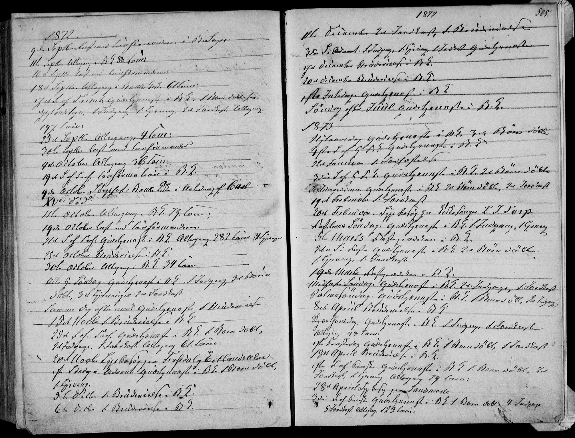 Bakke sokneprestkontor, AV/SAK-1111-0002/F/Fa/Faa/L0006: Parish register (official) no. A 6, 1855-1877, p. 505
