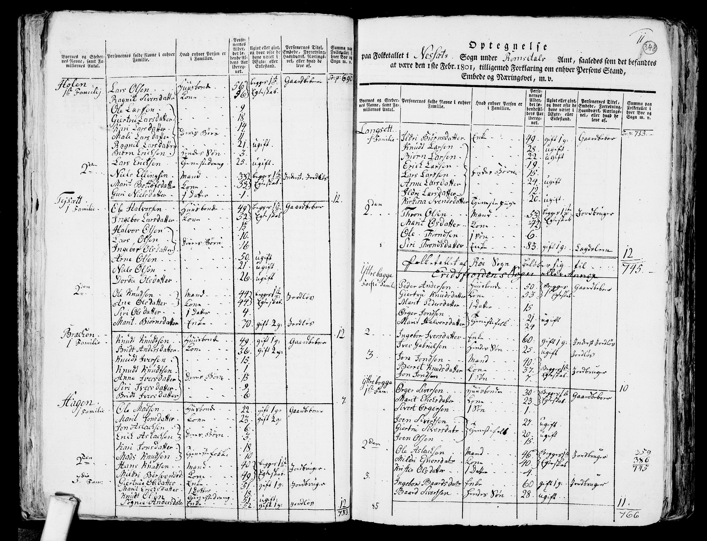 RA, 1801 census for 1543P Nesset, 1801, p. 347b-348a