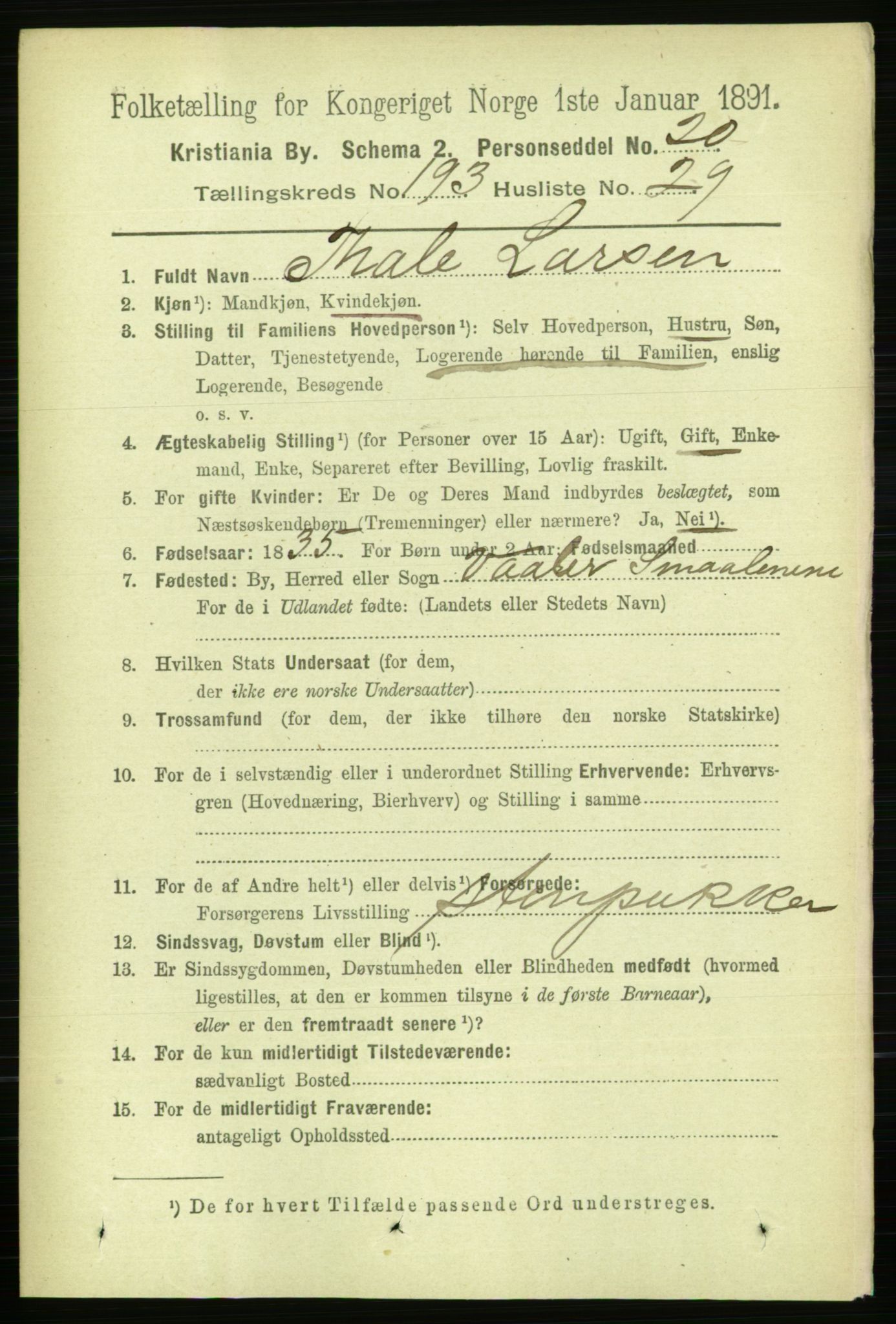 RA, 1891 census for 0301 Kristiania, 1891, p. 116804