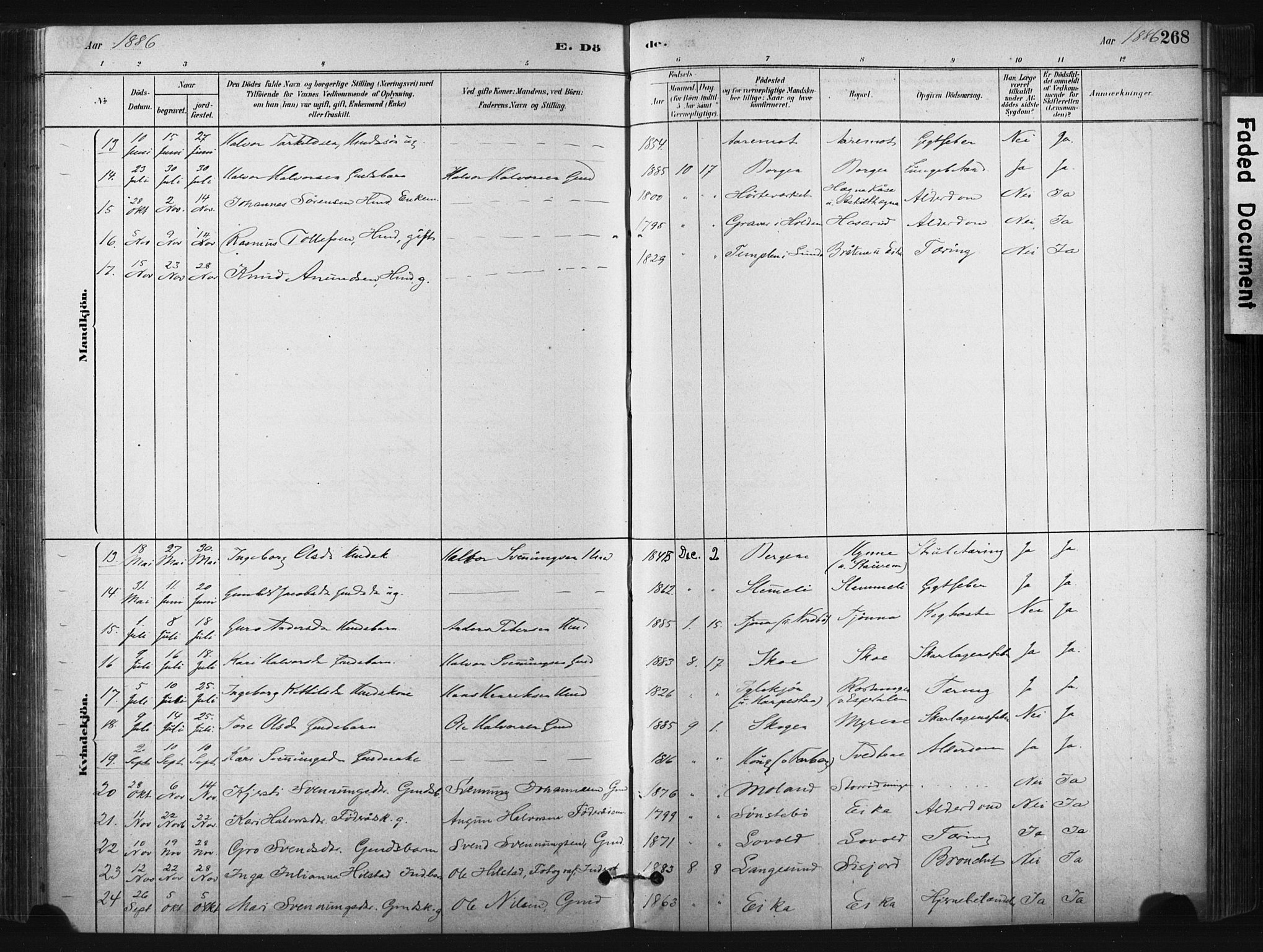 Bø kirkebøker, AV/SAKO-A-257/F/Fa/L0010: Parish register (official) no. 10, 1880-1892, p. 268