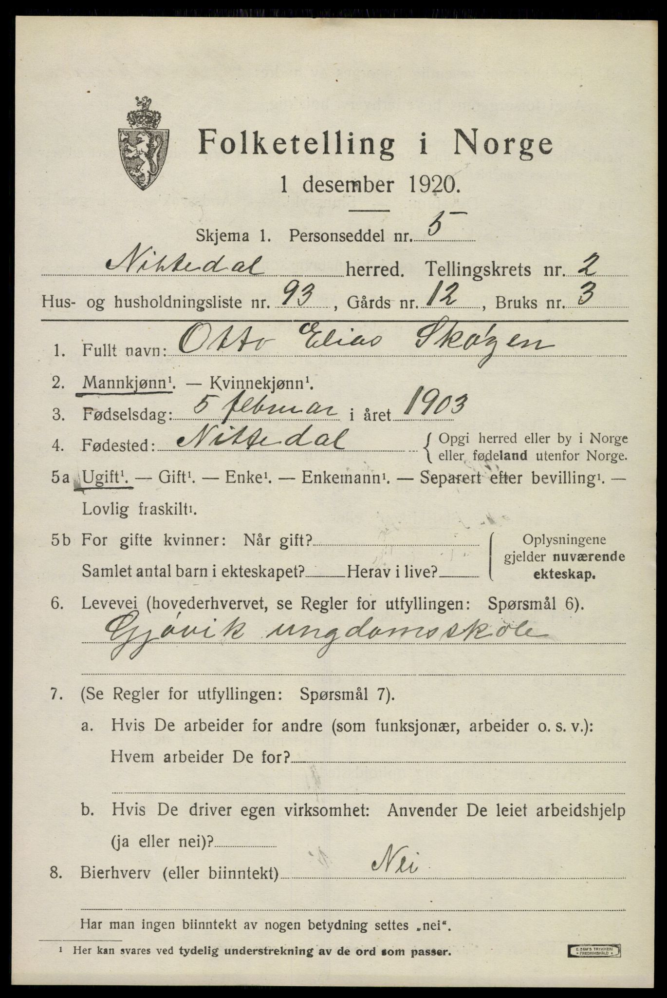 SAO, 1920 census for Nittedal, 1920, p. 2818