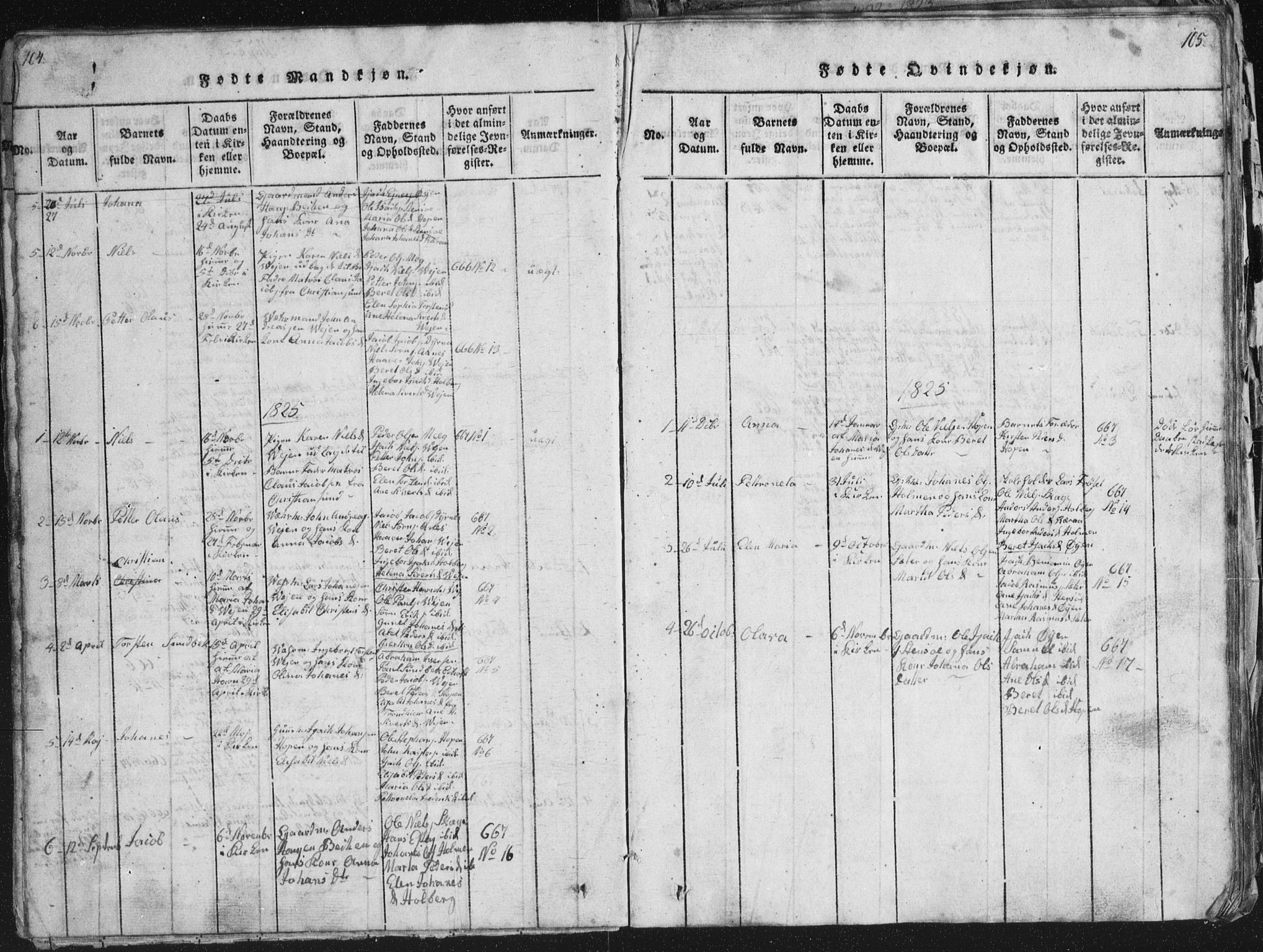 Ministerialprotokoller, klokkerbøker og fødselsregistre - Møre og Romsdal, AV/SAT-A-1454/581/L0942: Parish register (copy) no. 581C00, 1820-1836, p. 104-105