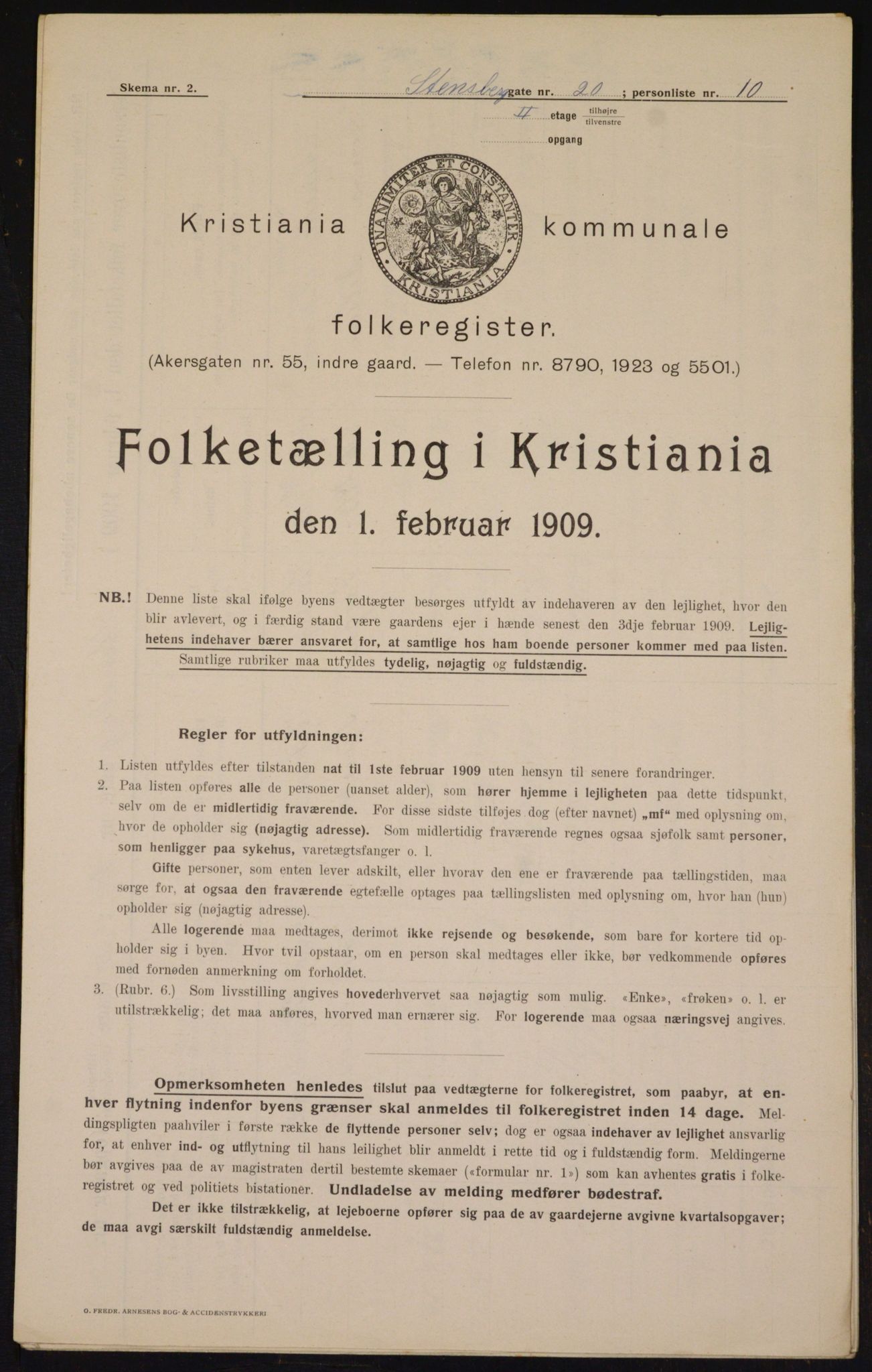 OBA, Municipal Census 1909 for Kristiania, 1909, p. 91935