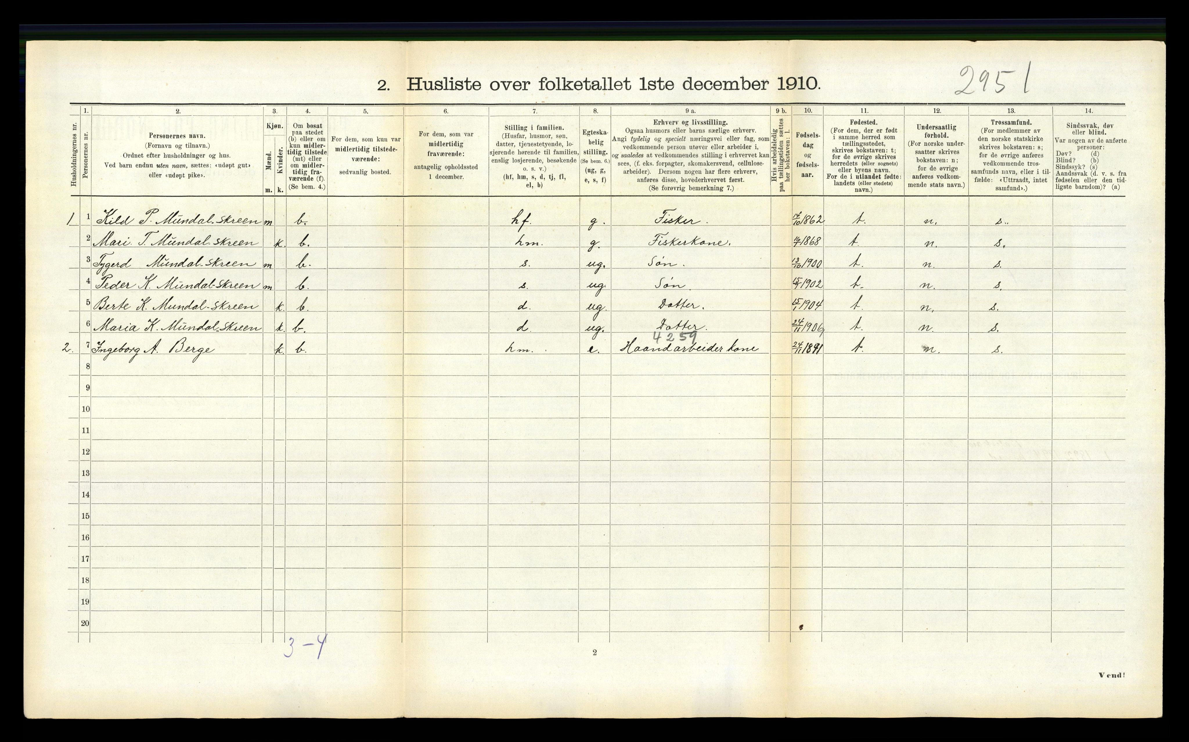 RA, 1910 census for Balestrand, 1910, p. 631