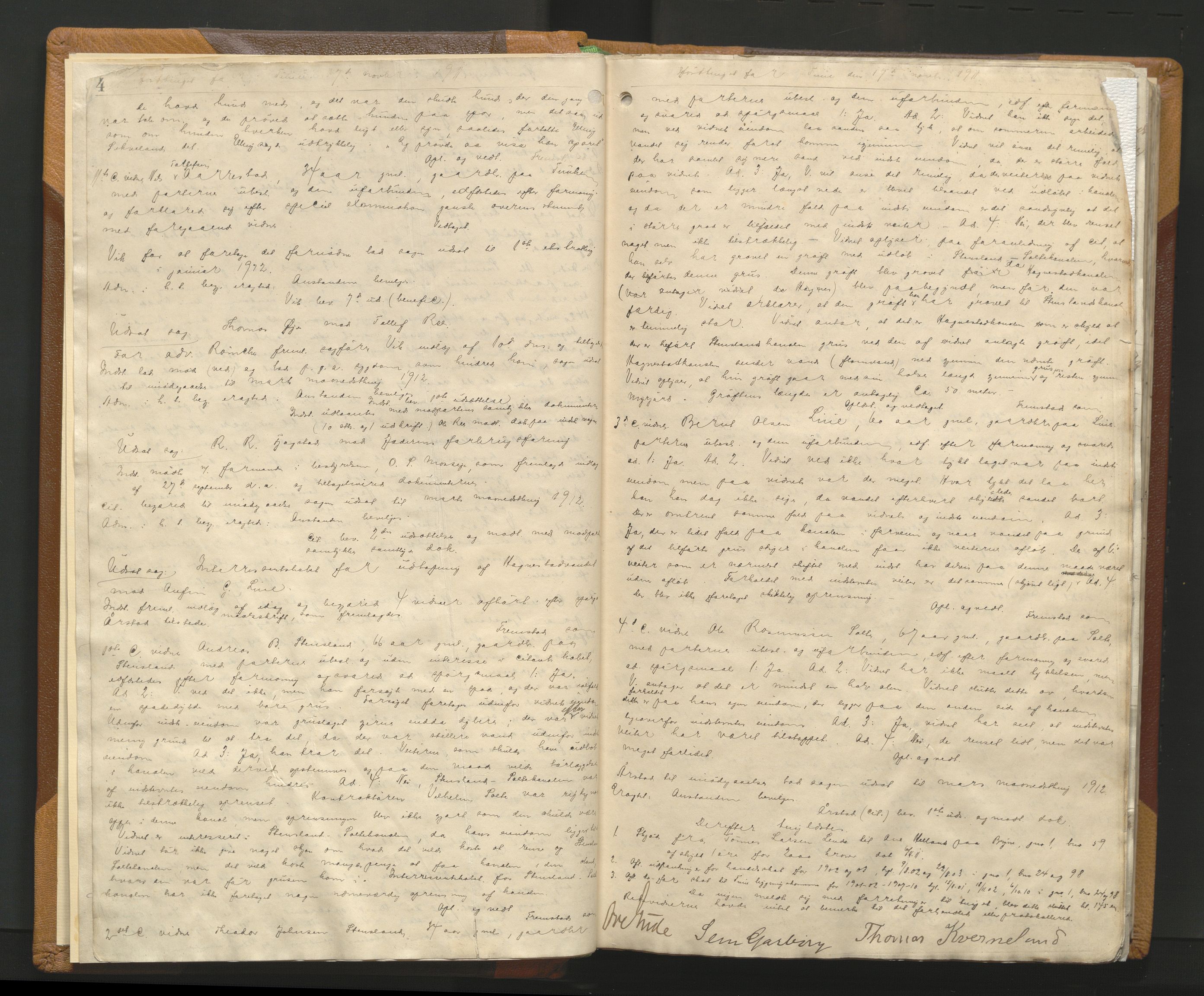 Jæren sorenskriveri, AV/SAST-A-100310/01/3/30/30BA/L0012: TINGBOK 18, 1911-1915, p. 4-5