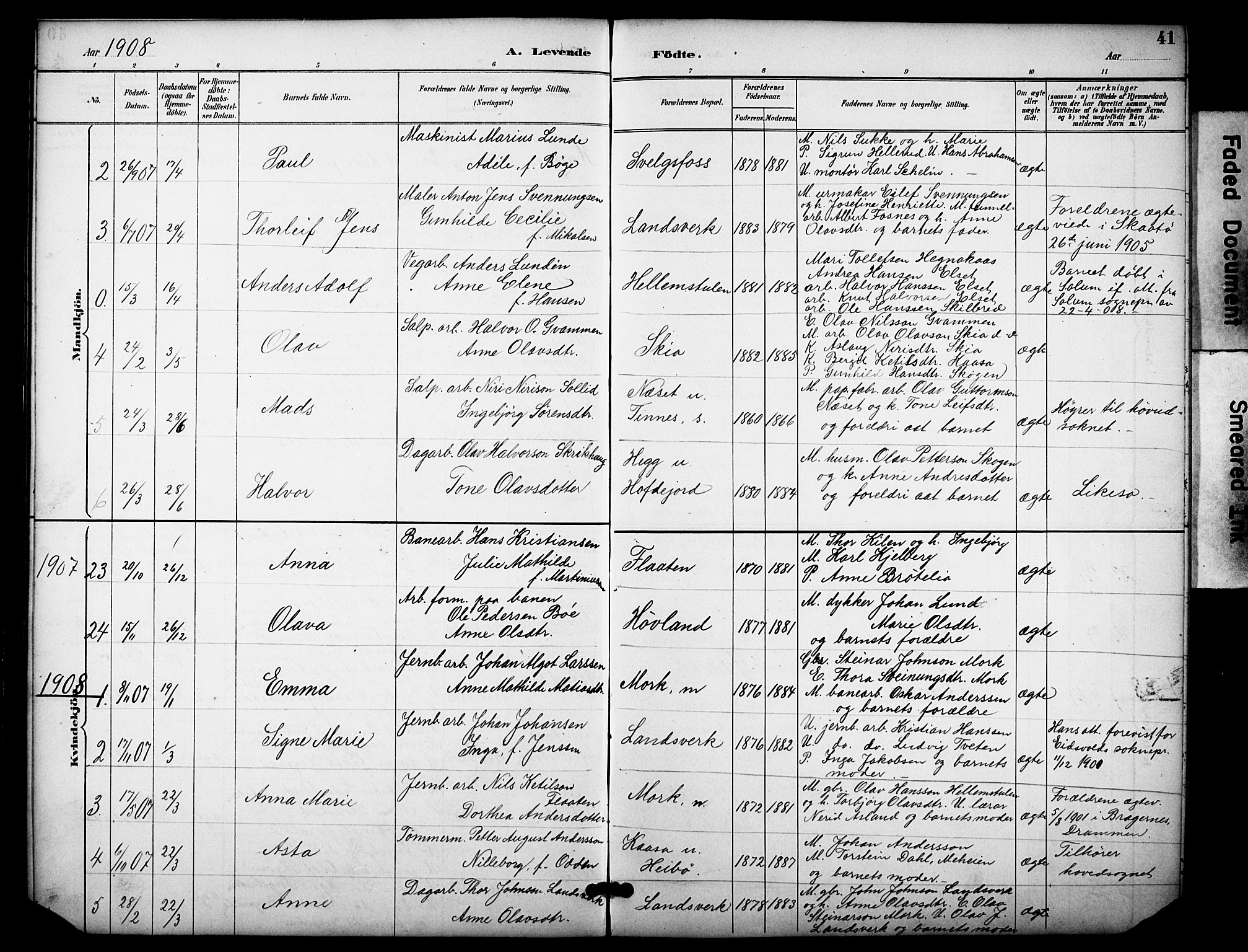 Heddal kirkebøker, SAKO/A-268/F/Fb/L0001: Parish register (official) no. II 1, 1884-1910, p. 41
