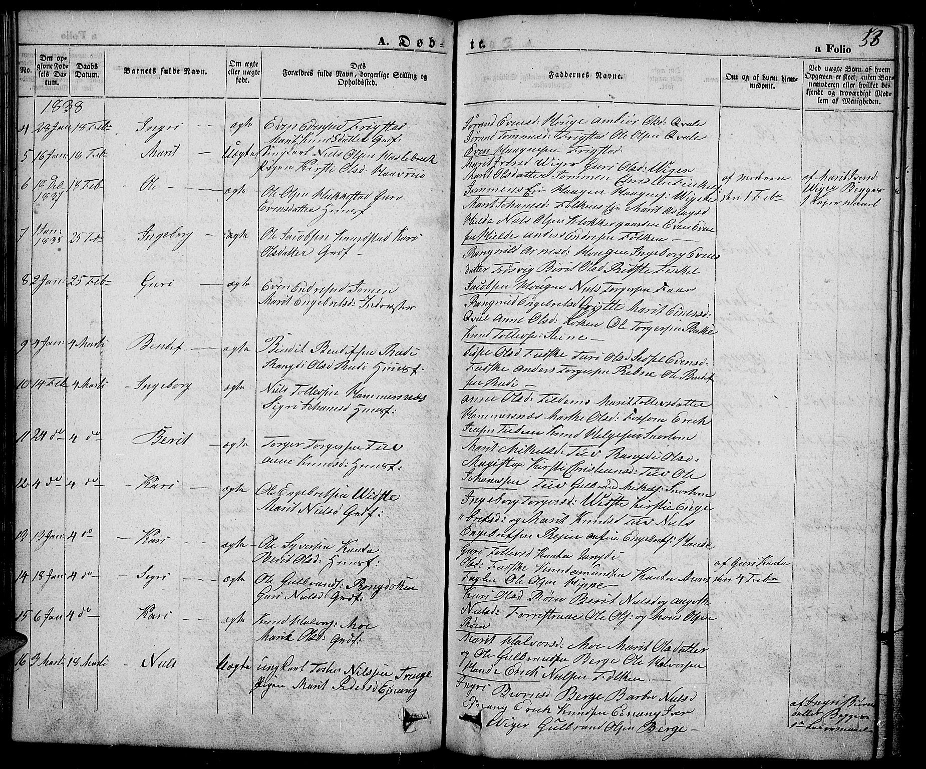 Slidre prestekontor, SAH/PREST-134/H/Ha/Haa/L0003: Parish register (official) no. 3, 1831-1843, p. 53