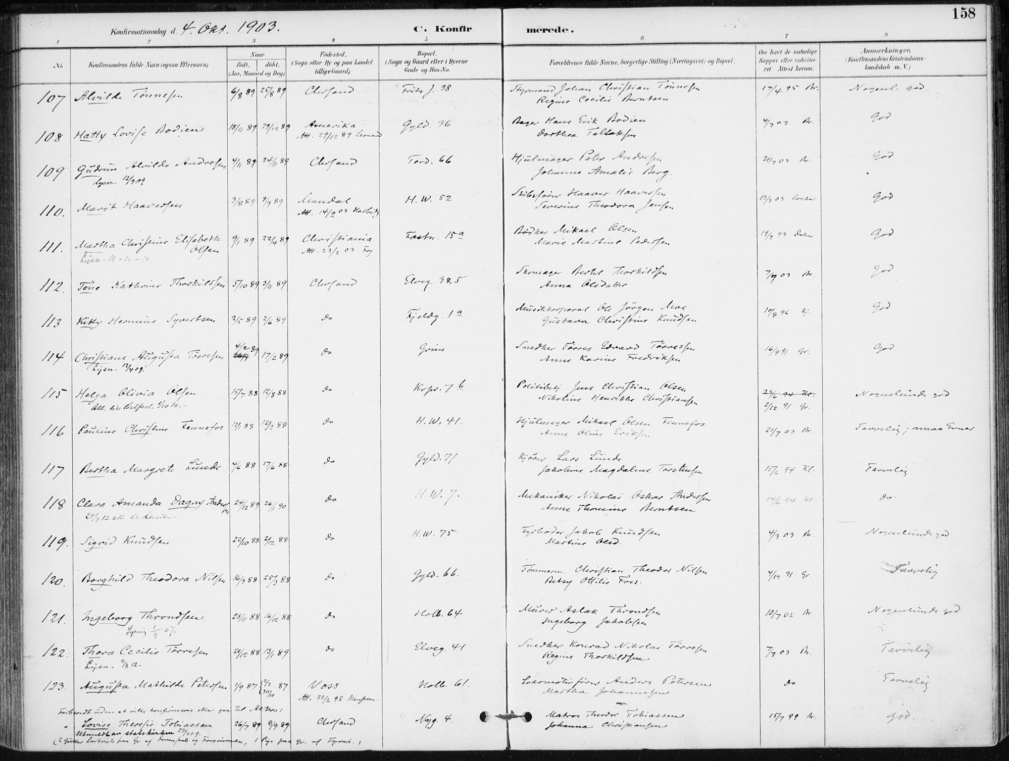 Kristiansand domprosti, AV/SAK-1112-0006/F/Fa/L0020: Parish register (official) no. A 19, 1893-1904, p. 158