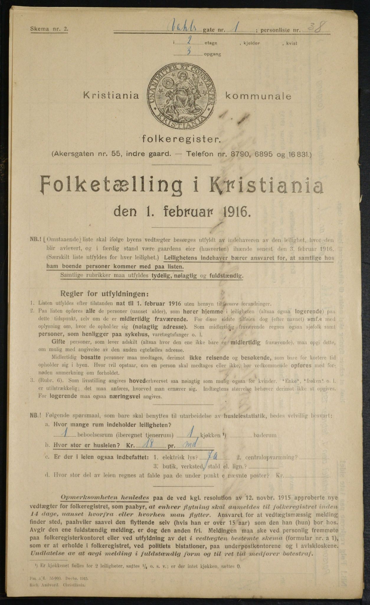 OBA, Municipal Census 1916 for Kristiania, 1916, p. 125146