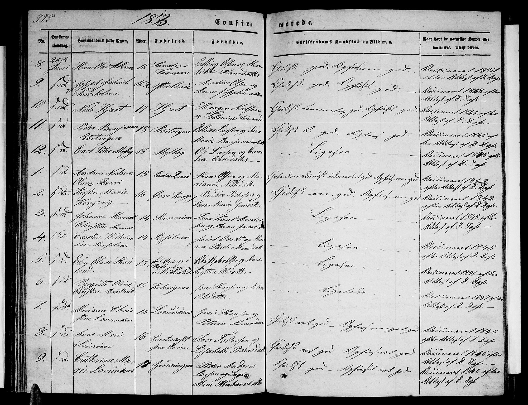 Ministerialprotokoller, klokkerbøker og fødselsregistre - Nordland, AV/SAT-A-1459/839/L0572: Parish register (copy) no. 839C02, 1841-1873, p. 225