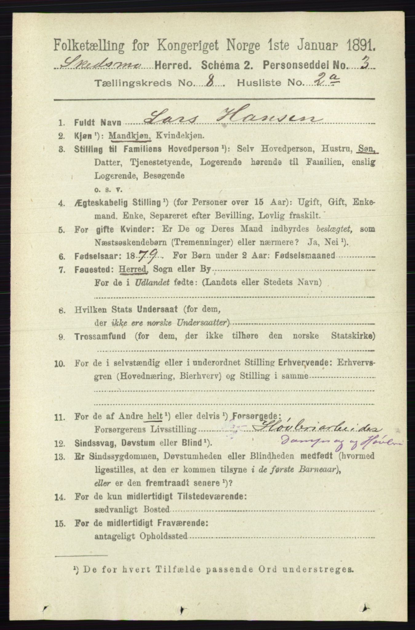 RA, 1891 census for 0231 Skedsmo, 1891, p. 3931