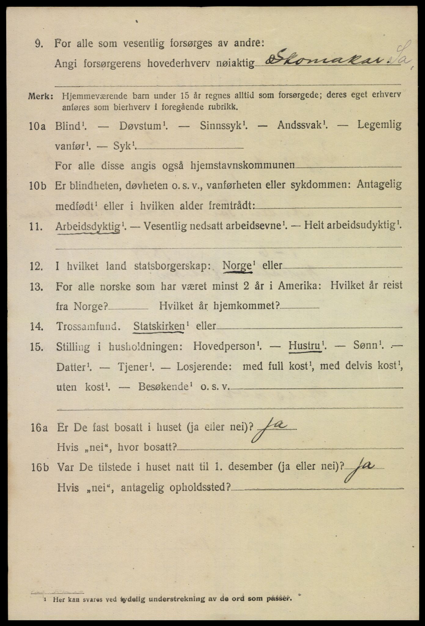 SAK, 1920 census for Bygland, 1920, p. 1856