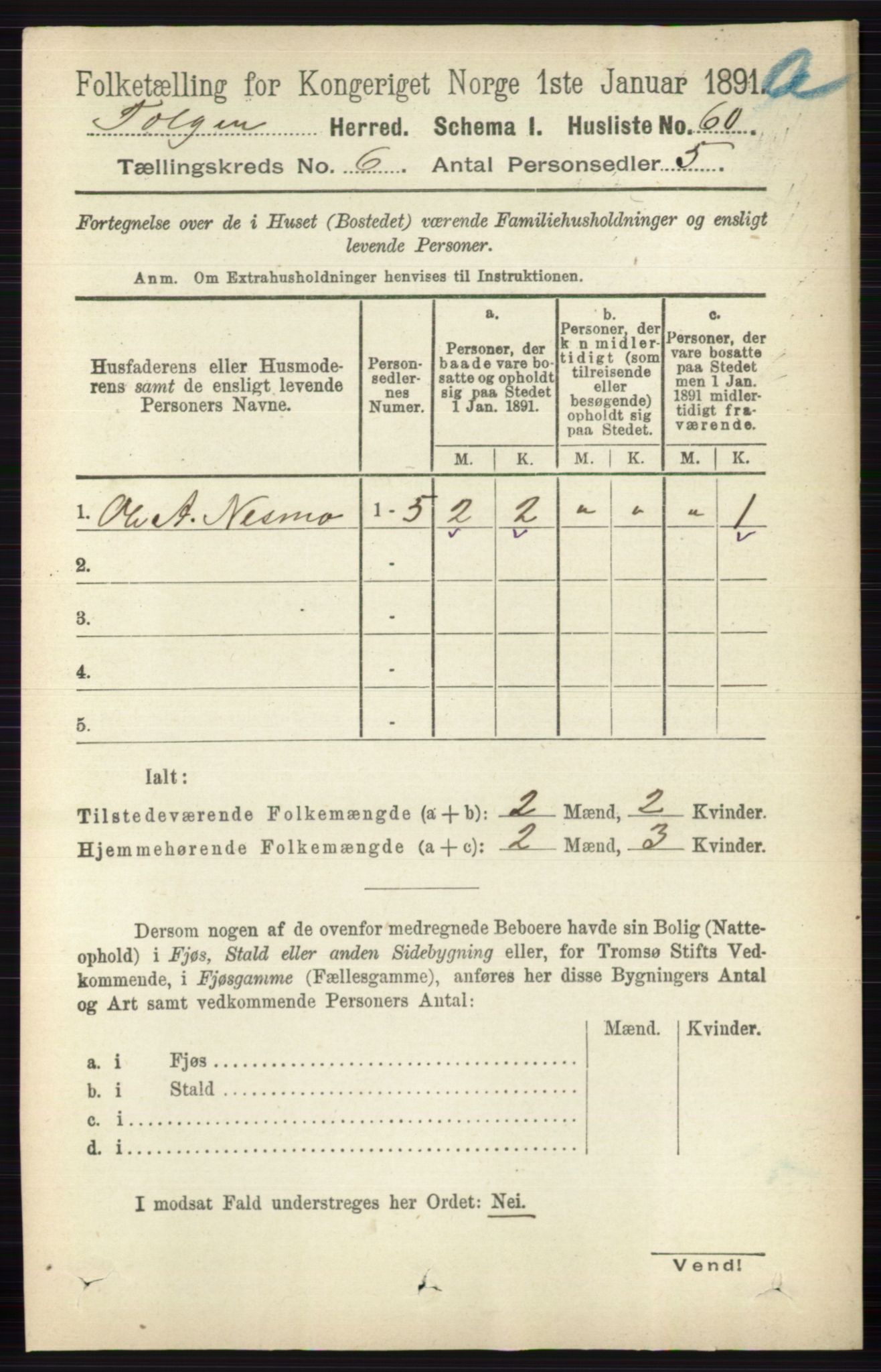 RA, 1891 census for 0436 Tolga, 1891, p. 1640