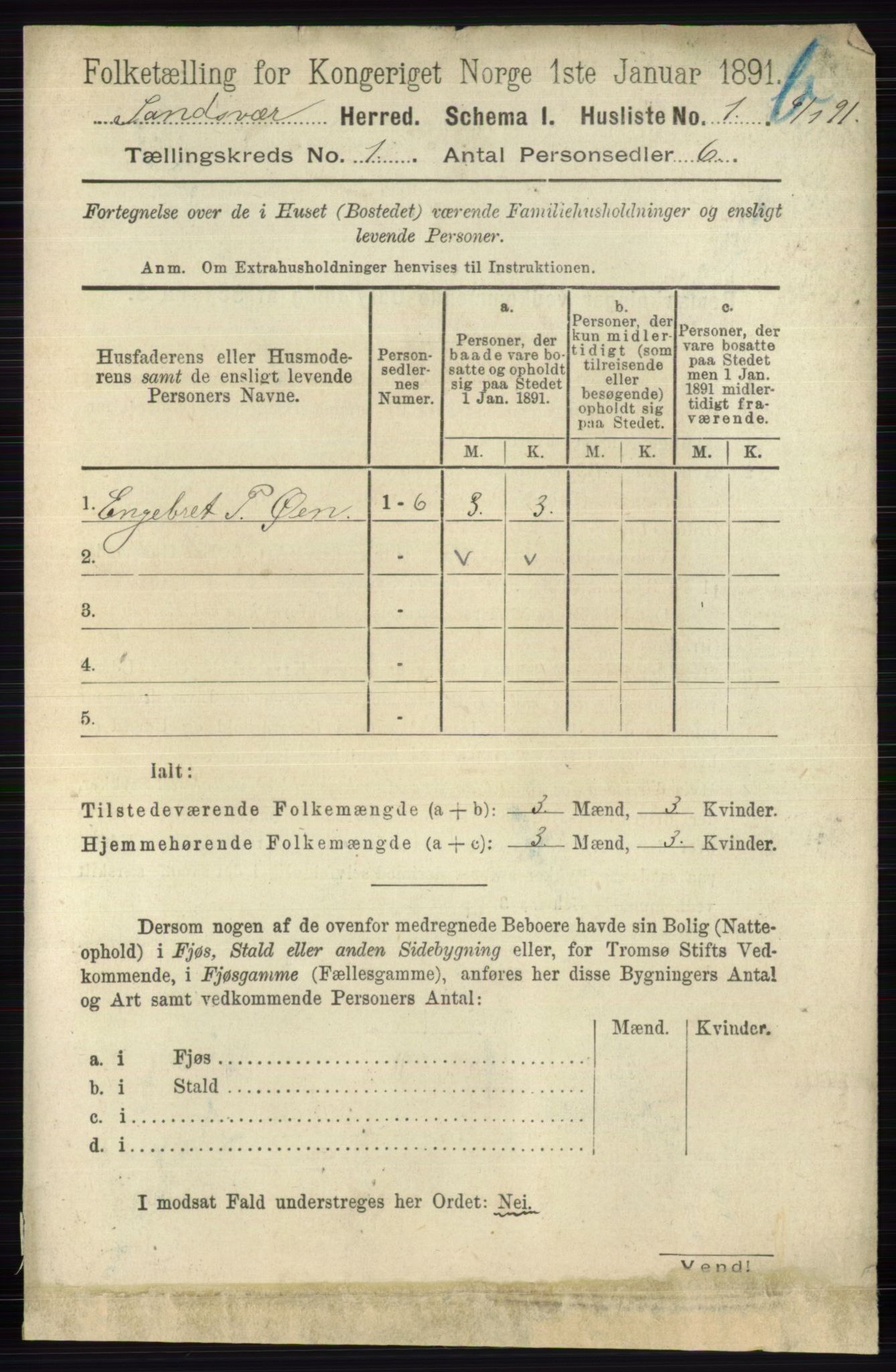 RA, 1891 census for 0629 Sandsvær, 1891, p. 5522