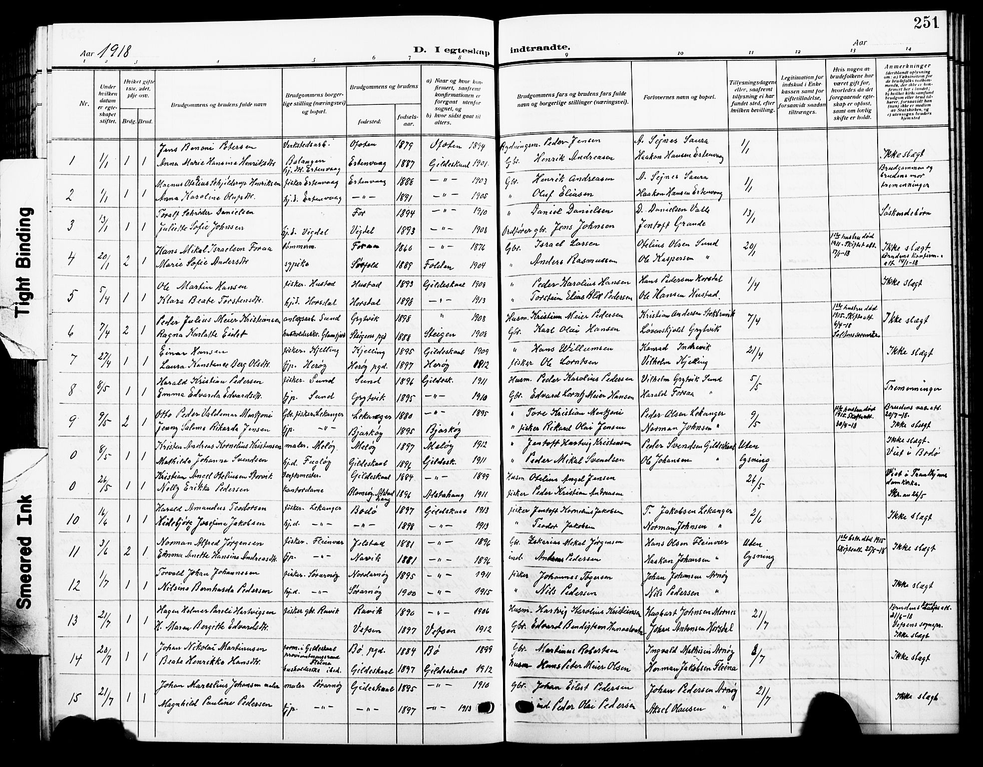 Ministerialprotokoller, klokkerbøker og fødselsregistre - Nordland, AV/SAT-A-1459/805/L0110: Parish register (copy) no. 805C06, 1909-1924, p. 251