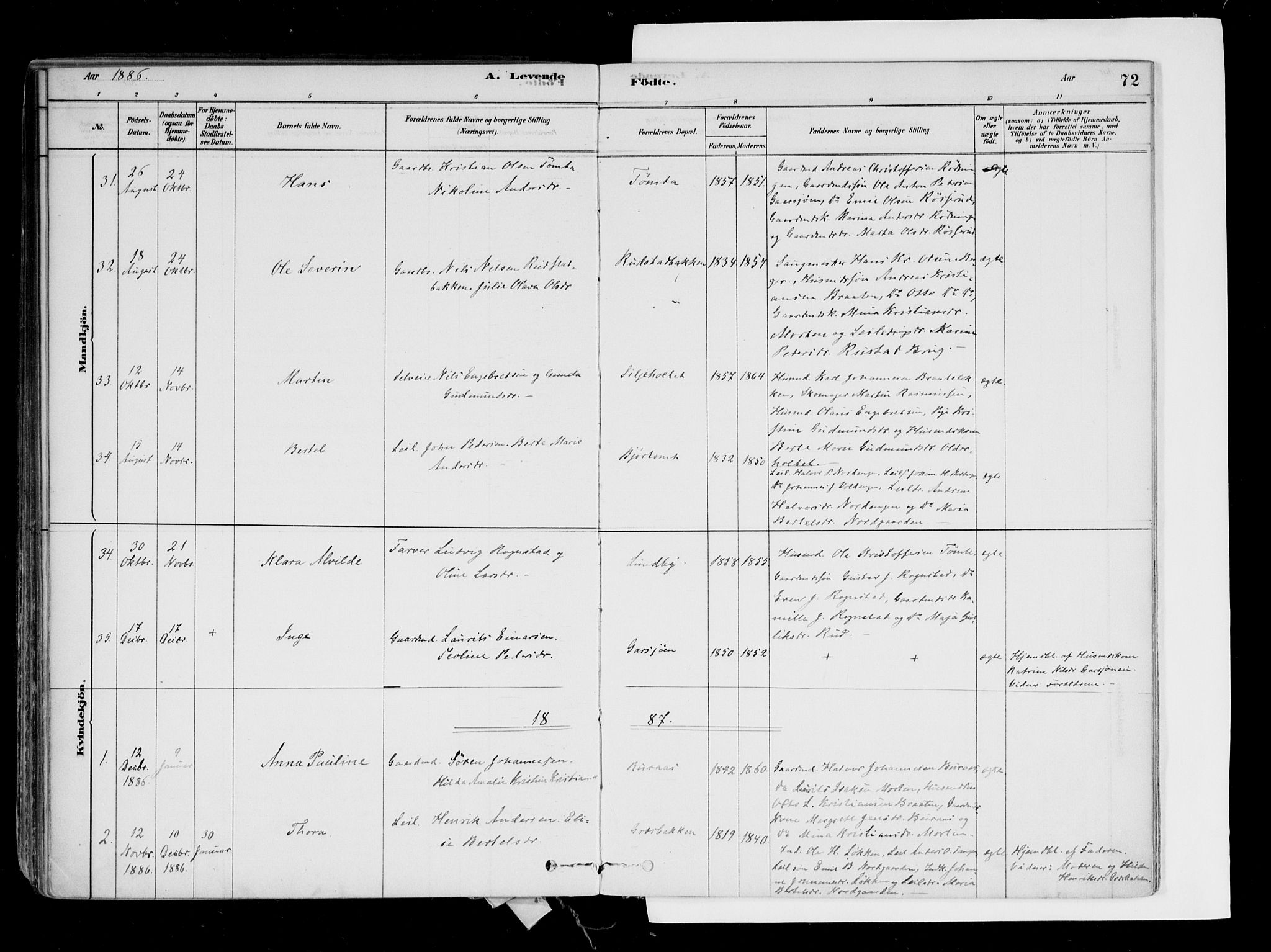 Hurdal prestekontor Kirkebøker, SAO/A-10889/F/Fa/L0007: Parish register (official) no. I 7, 1878-1906, p. 72