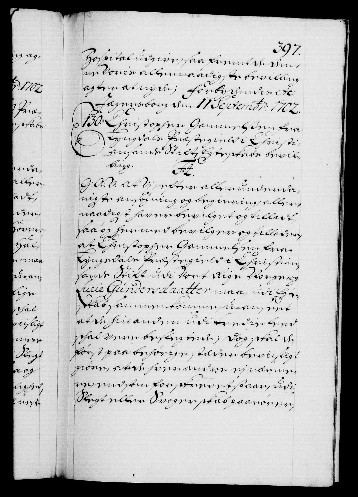 Danske Kanselli 1572-1799, AV/RA-EA-3023/F/Fc/Fca/Fcaa/L0018: Norske registre, 1699-1703, p. 397a