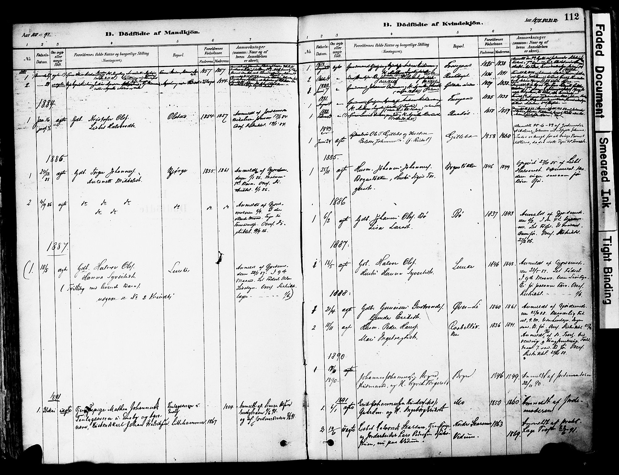 Øyer prestekontor, SAH/PREST-084/H/Ha/Haa/L0008: Parish register (official) no. 8, 1878-1897, p. 112