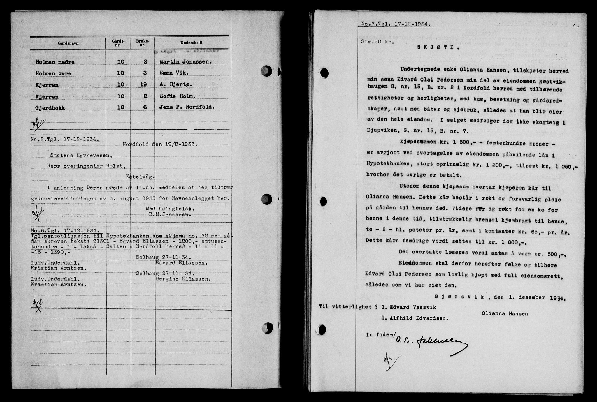 Salten sorenskriveri, AV/SAT-A-4578/1/2/2C/L0066: Mortgage book no. 56, 1934-1935, Deed date: 17.12.1934