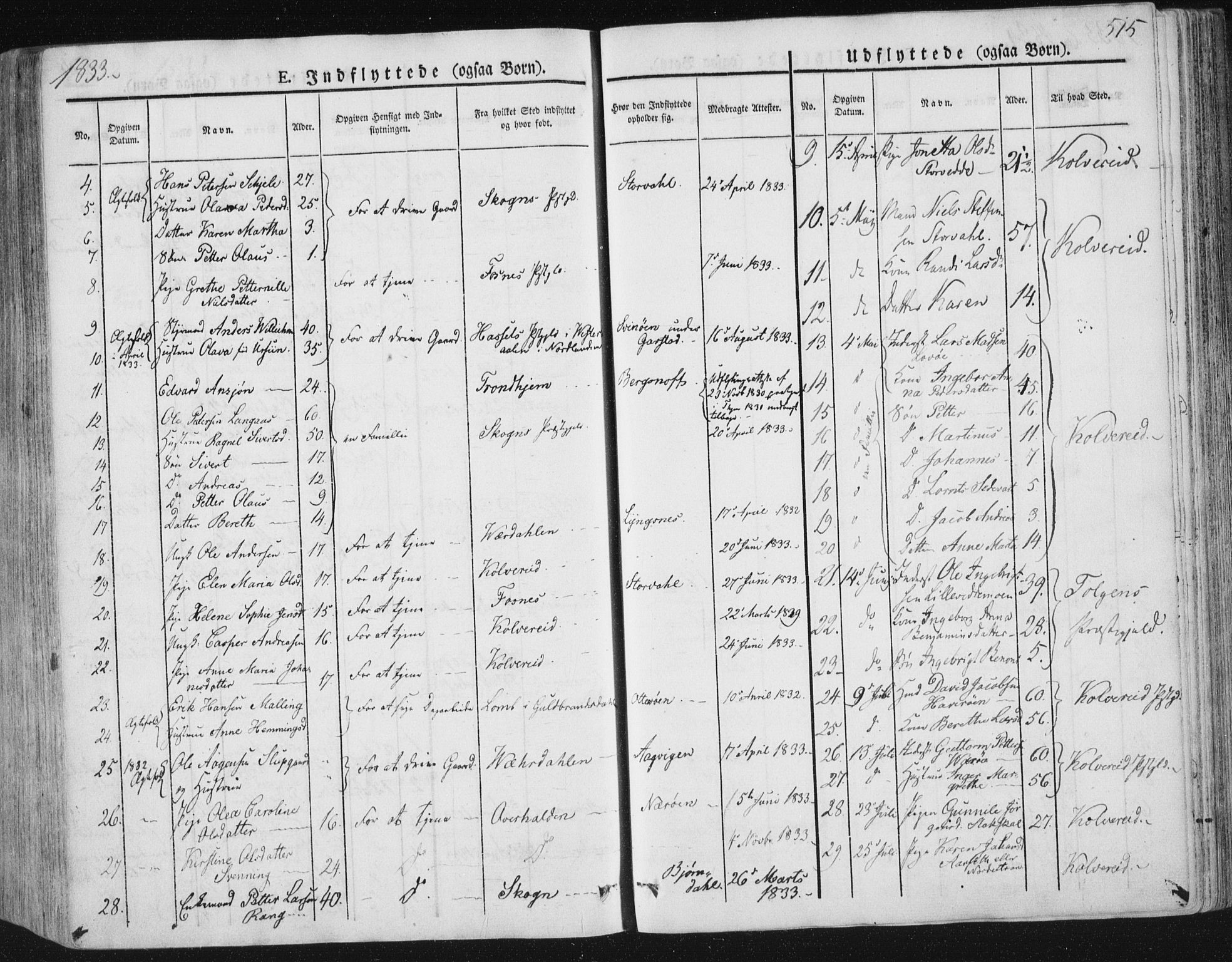 Ministerialprotokoller, klokkerbøker og fødselsregistre - Nord-Trøndelag, AV/SAT-A-1458/784/L0669: Parish register (official) no. 784A04, 1829-1859, p. 515