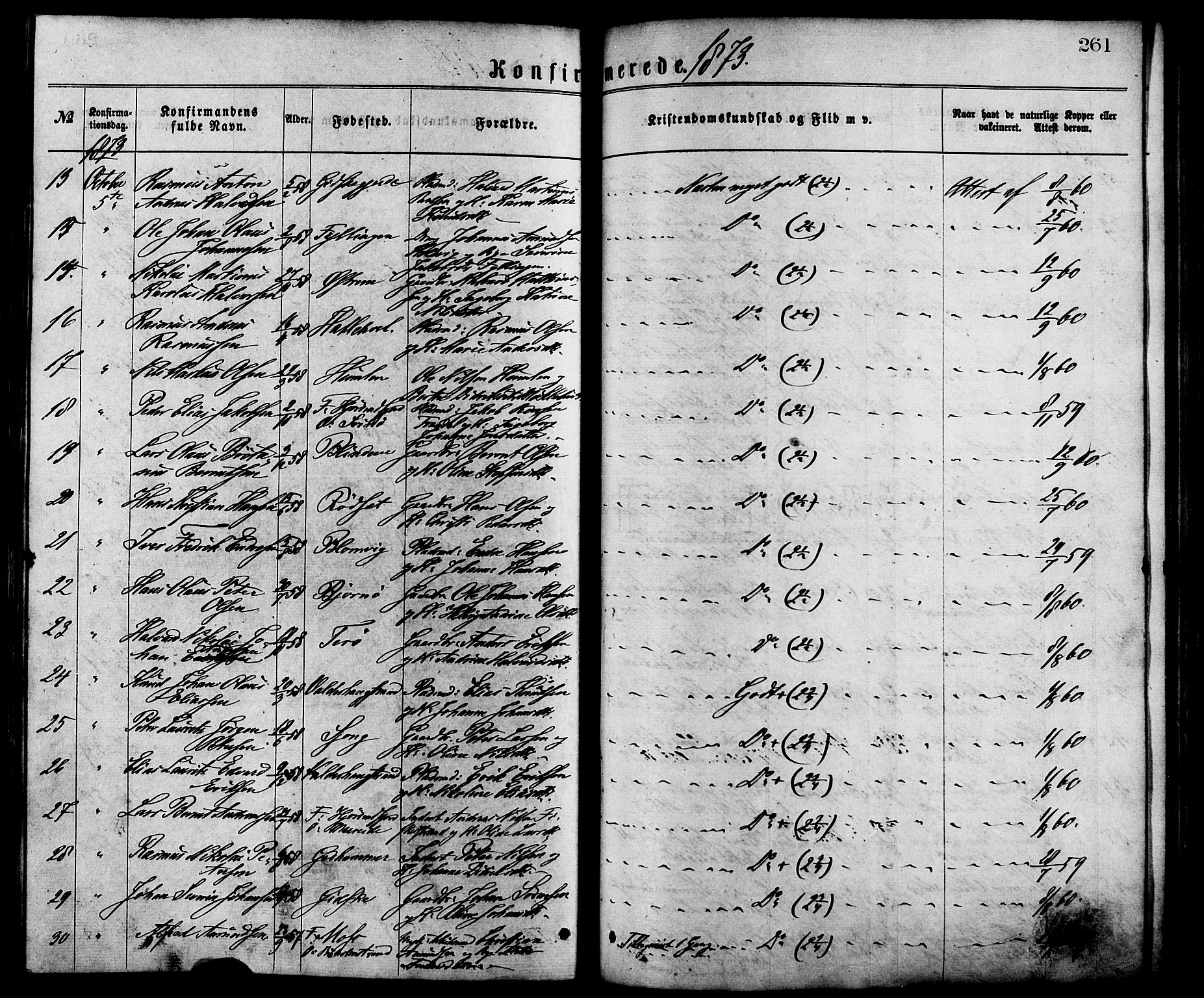 Ministerialprotokoller, klokkerbøker og fødselsregistre - Møre og Romsdal, AV/SAT-A-1454/528/L0400: Parish register (official) no. 528A11, 1871-1879, p. 261