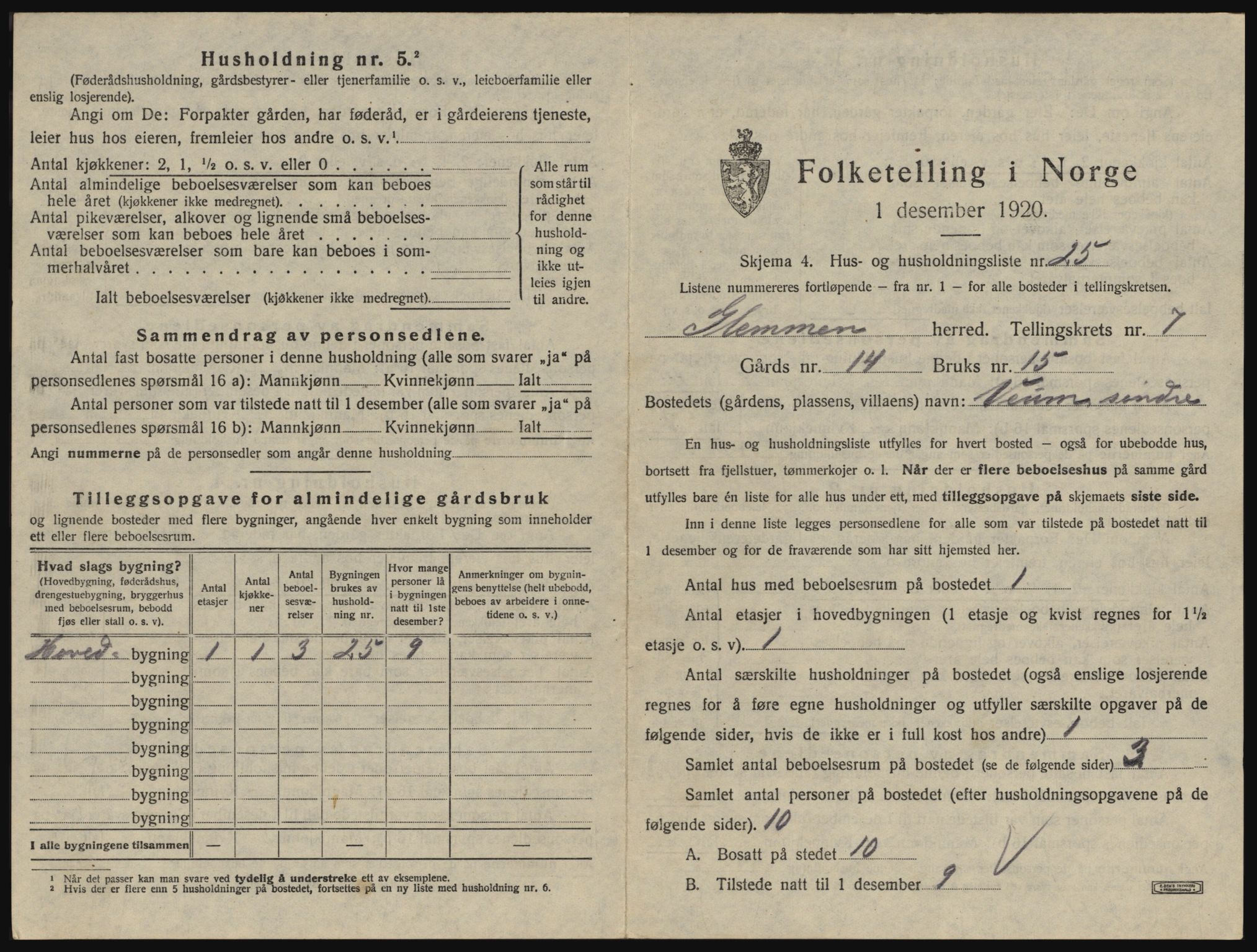 SAO, 1920 census for Glemmen, 1920, p. 2805