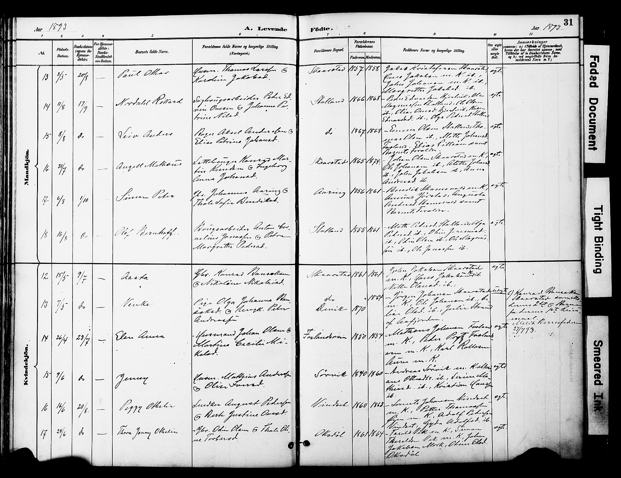 Ministerialprotokoller, klokkerbøker og fødselsregistre - Nord-Trøndelag, AV/SAT-A-1458/774/L0628: Parish register (official) no. 774A02, 1887-1903, p. 31