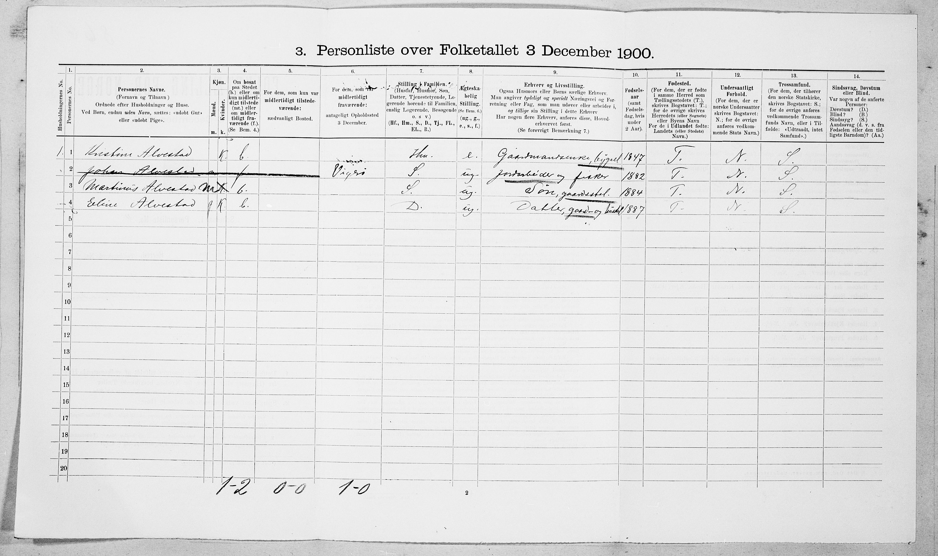 SAT, 1900 census for Haram, 1900, p. 586