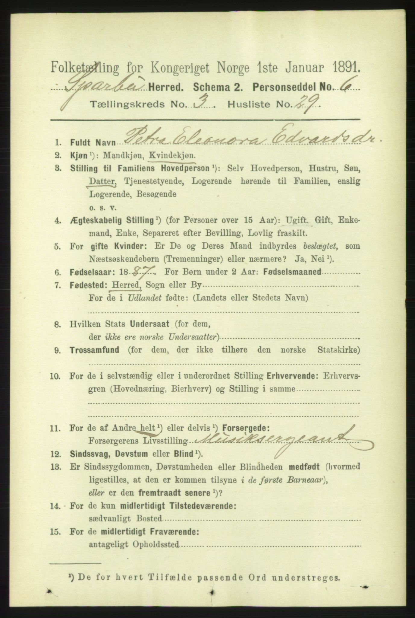 RA, 1891 census for 1731 Sparbu, 1891, p. 1024