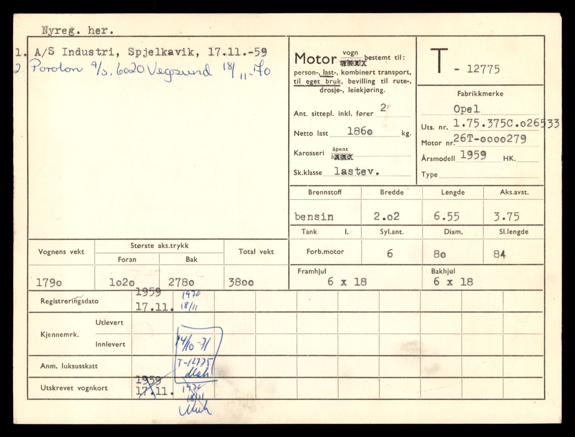 Møre og Romsdal vegkontor - Ålesund trafikkstasjon, AV/SAT-A-4099/F/Fe/L0035: Registreringskort for kjøretøy T 12653 - T 12829, 1927-1998, p. 2036
