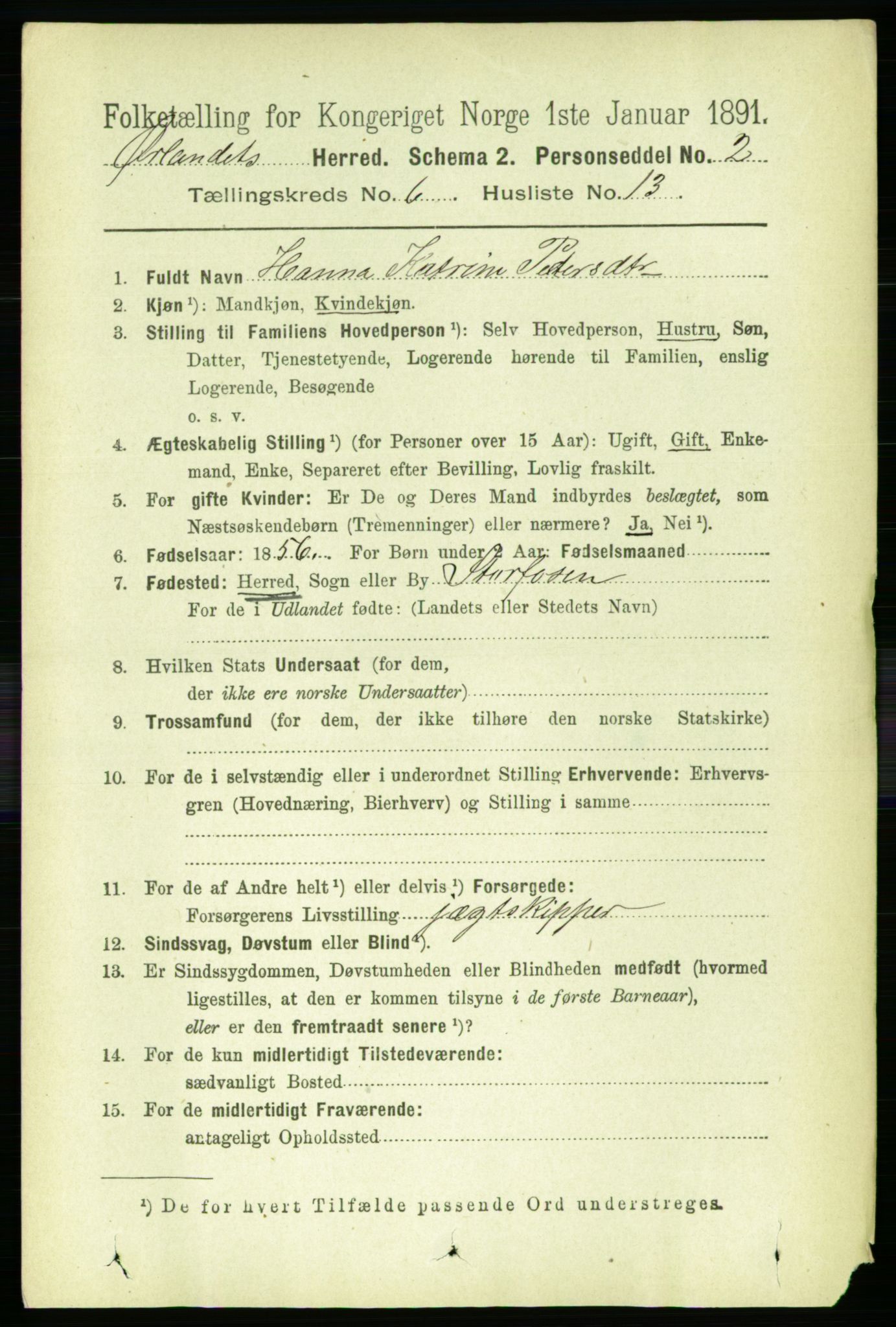 RA, 1891 census for 1621 Ørland, 1891, p. 1924
