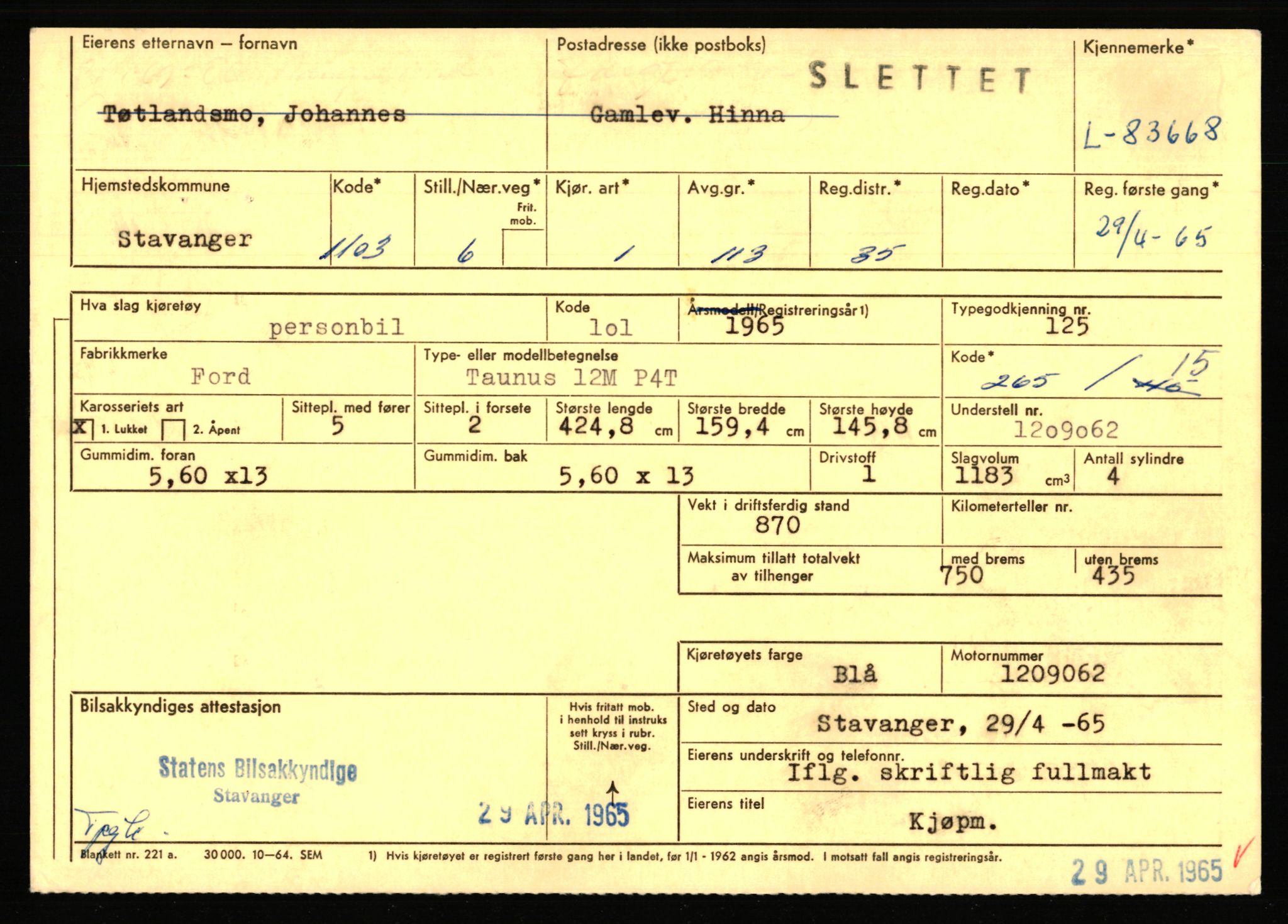 Stavanger trafikkstasjon, AV/SAST-A-101942/0/F/L0072: L-82200 - L-84099, 1930-1971, p. 1733