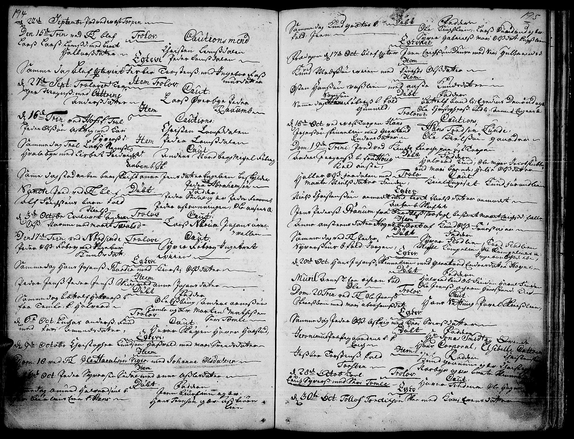 Land prestekontor, AV/SAH-PREST-120/H/Ha/Haa/L0001: Parish register (official) no. 1, 1708-1732, p. 194-195