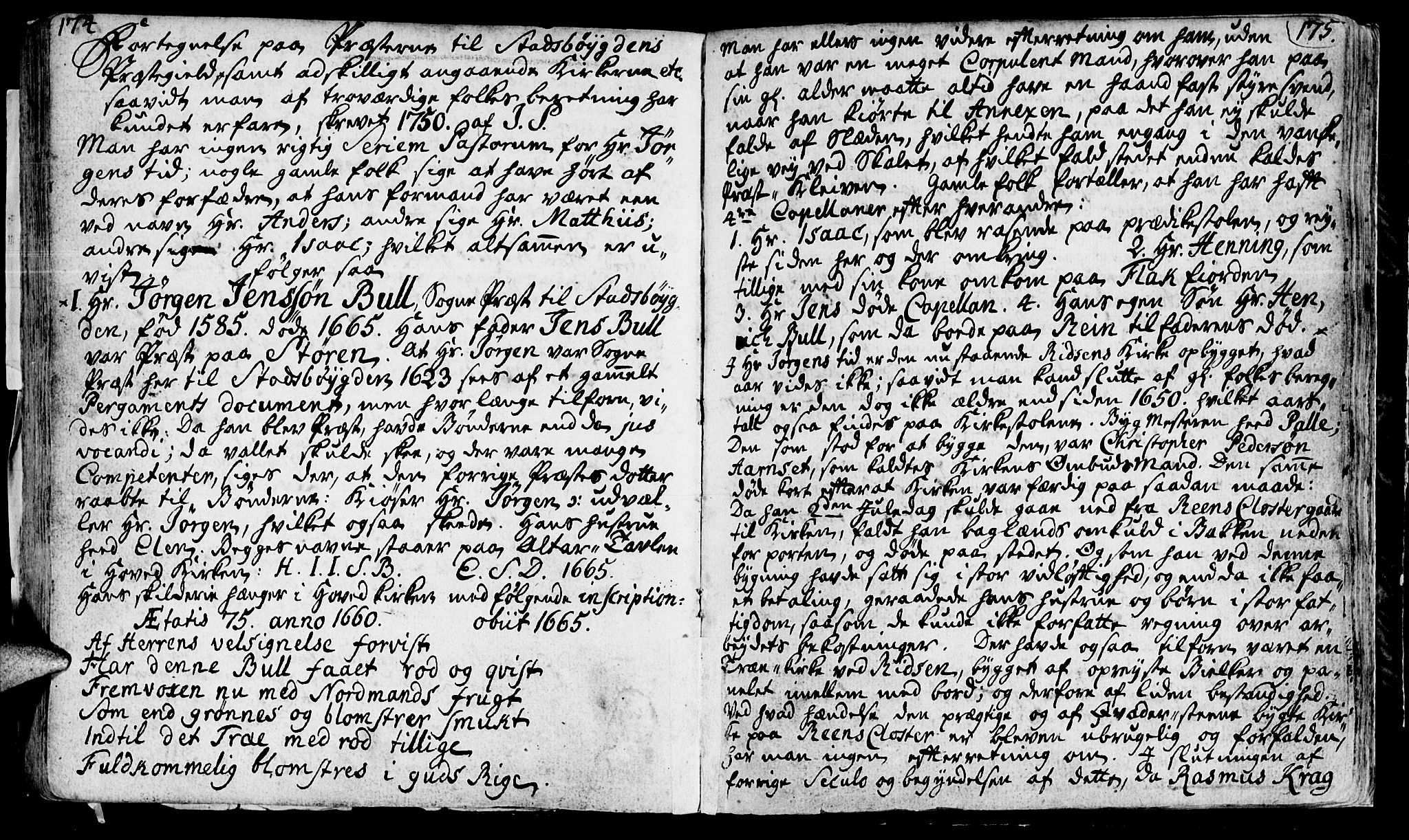 Ministerialprotokoller, klokkerbøker og fødselsregistre - Sør-Trøndelag, SAT/A-1456/646/L0604: Parish register (official) no. 646A02, 1735-1750, p. 174-175
