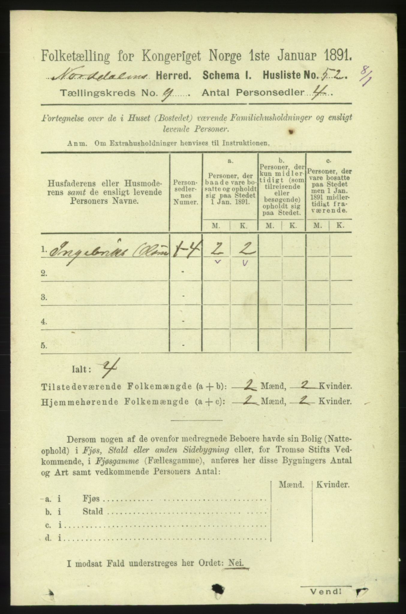 RA, 1891 census for 1524 Norddal, 1891, p. 1844