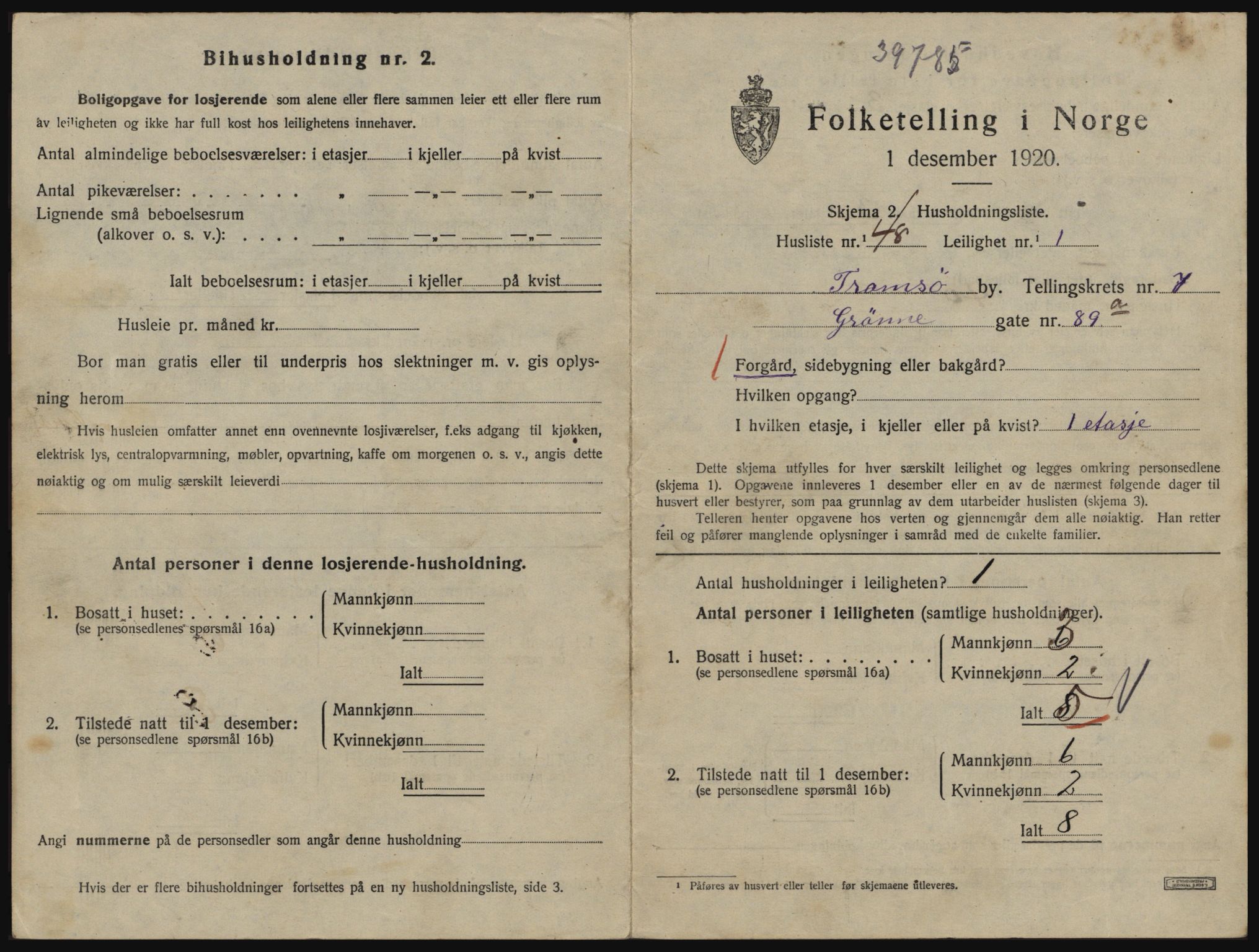 SATØ, 1920 census for Tromsø, 1920, p. 4325