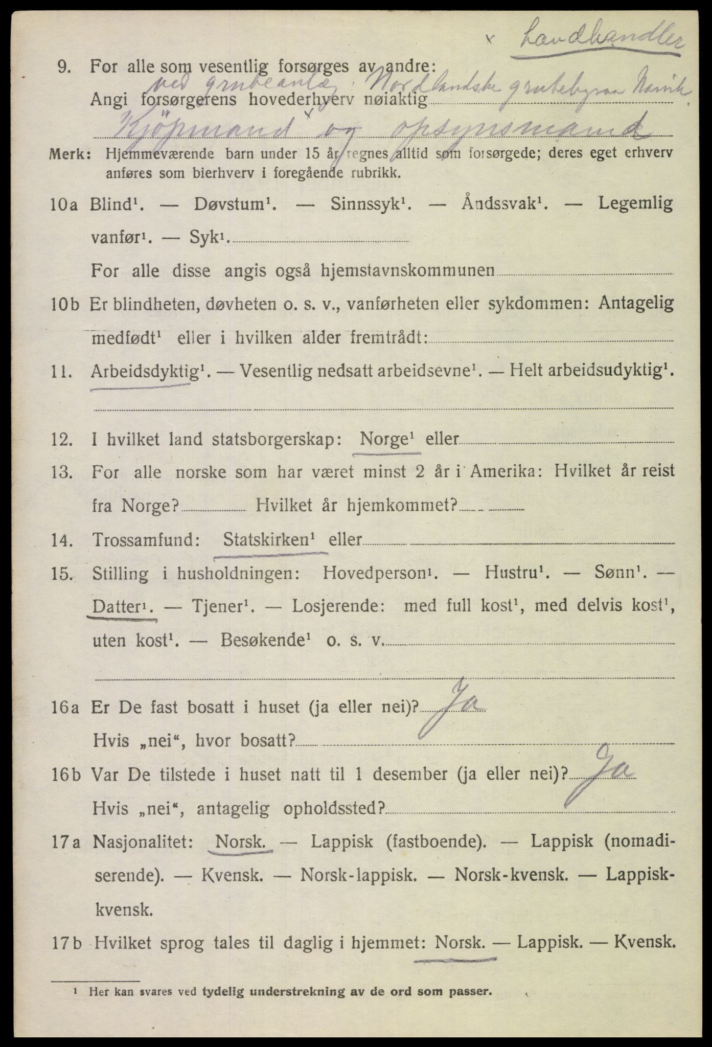 SAT, 1920 census for Hadsel, 1920, p. 3979