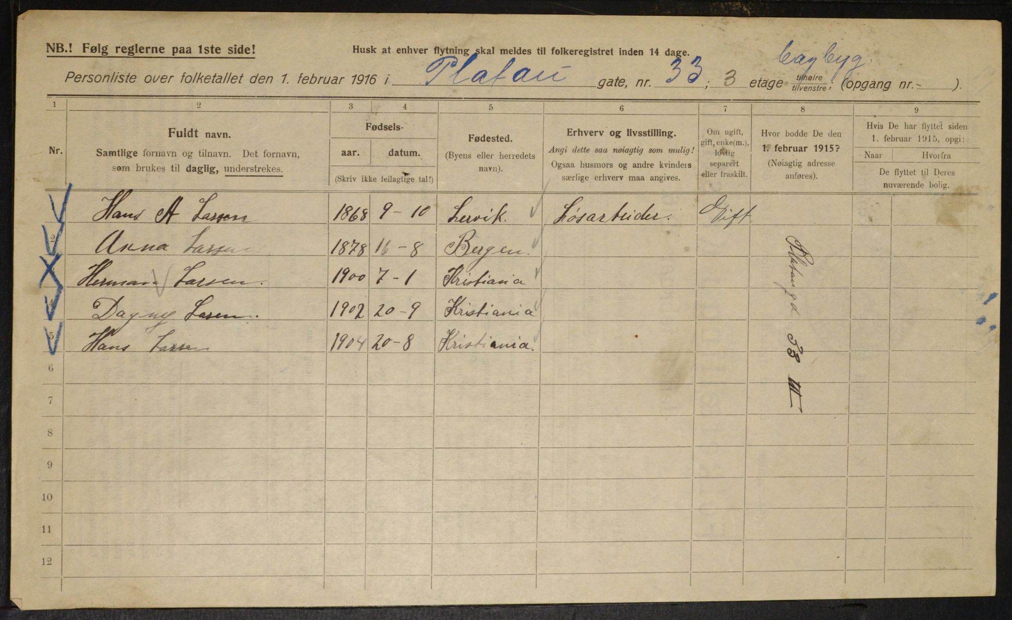 OBA, Municipal Census 1916 for Kristiania, 1916, p. 82810