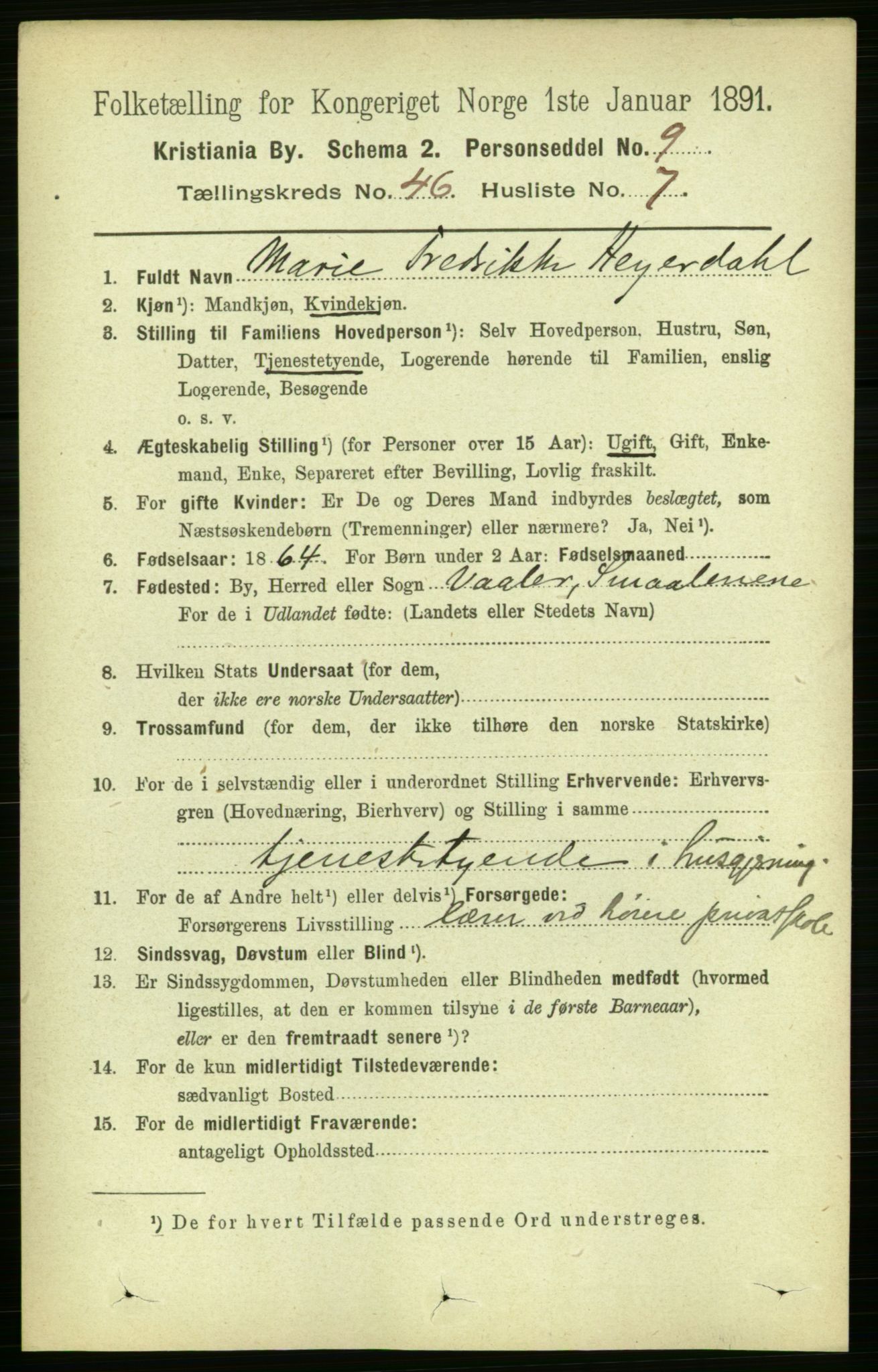 RA, 1891 census for 0301 Kristiania, 1891, p. 28074