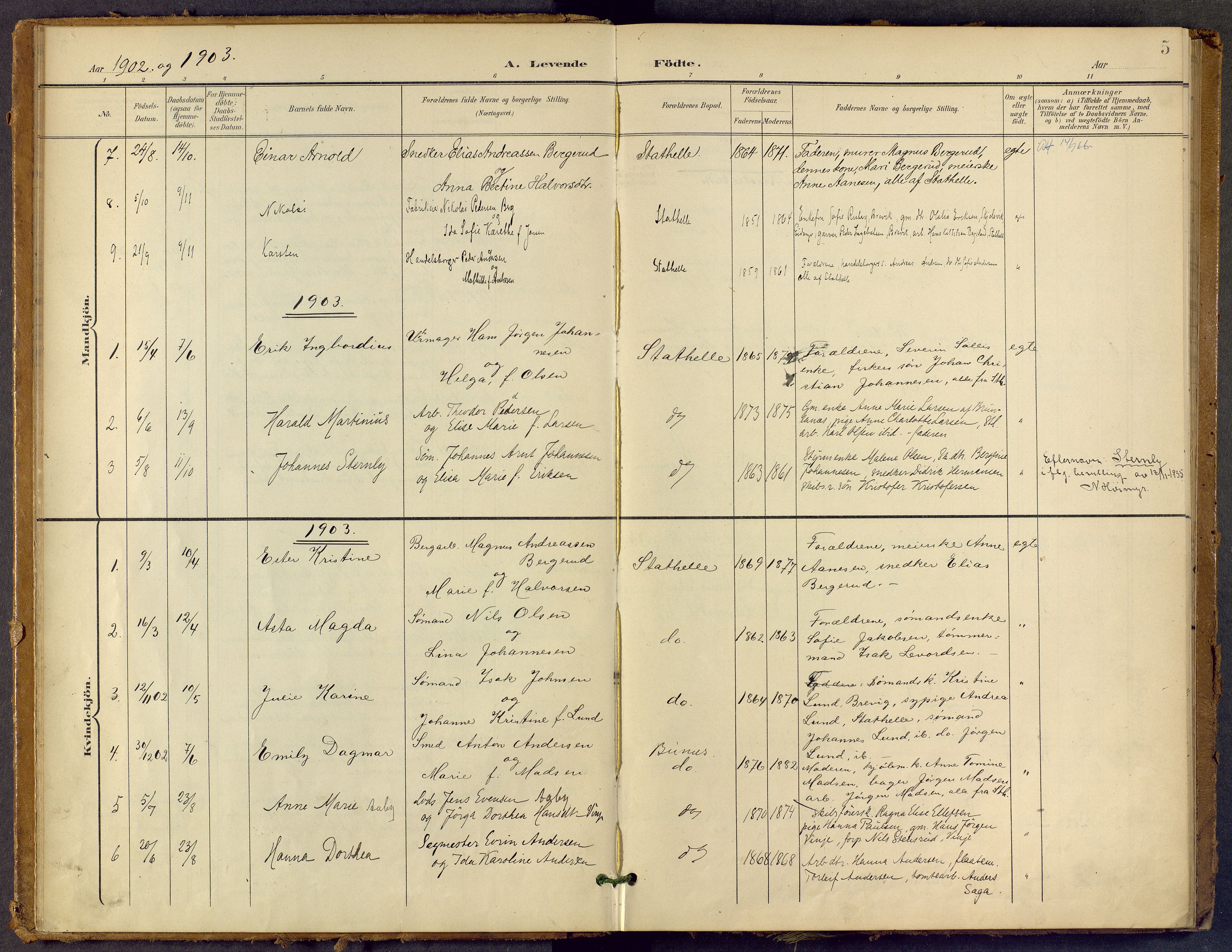 Bamble kirkebøker, AV/SAKO-A-253/F/Fb/L0002: Parish register (official) no. II 2, 1900-1921, p. 5