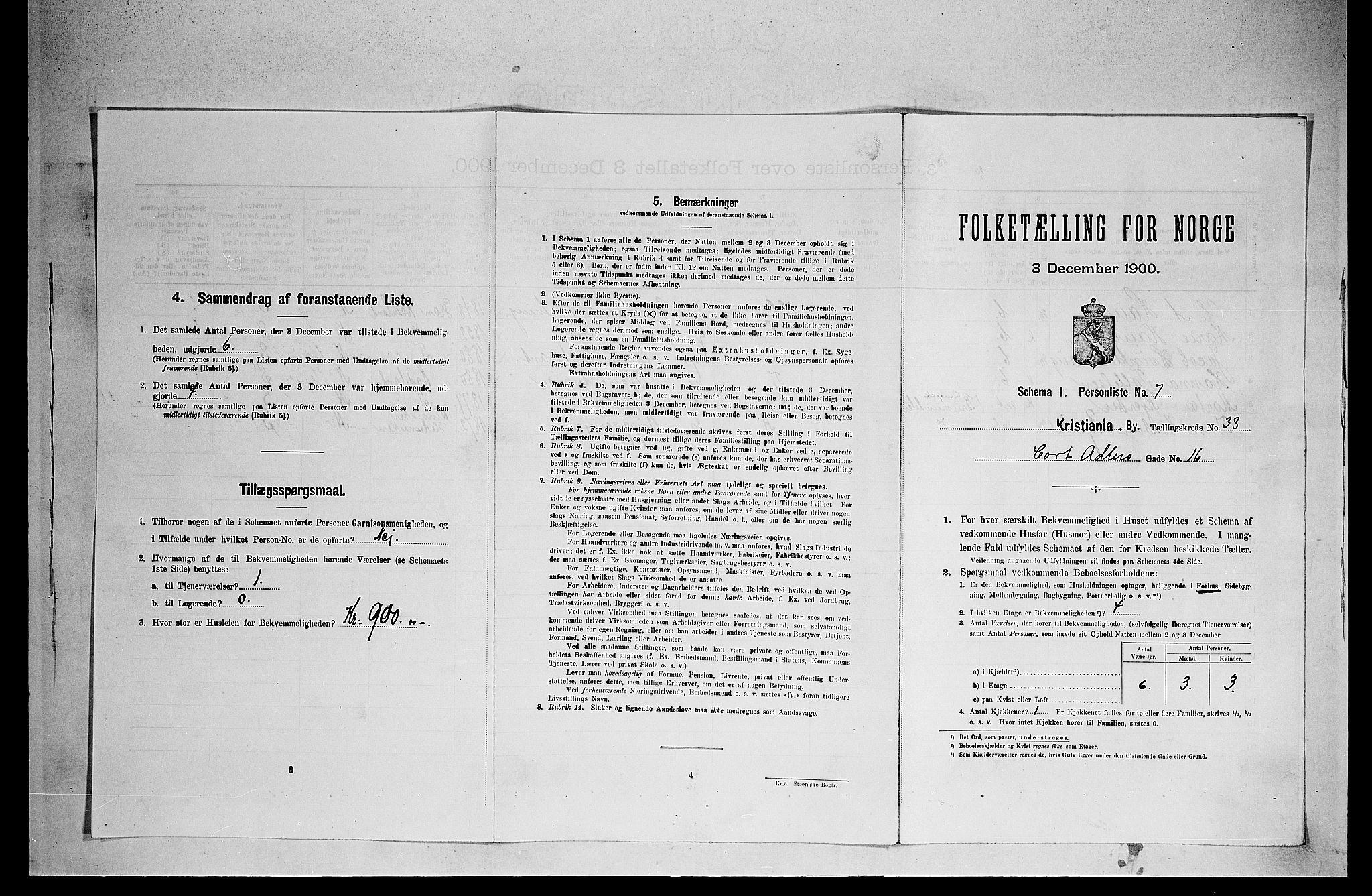 SAO, 1900 census for Kristiania, 1900, p. 13958