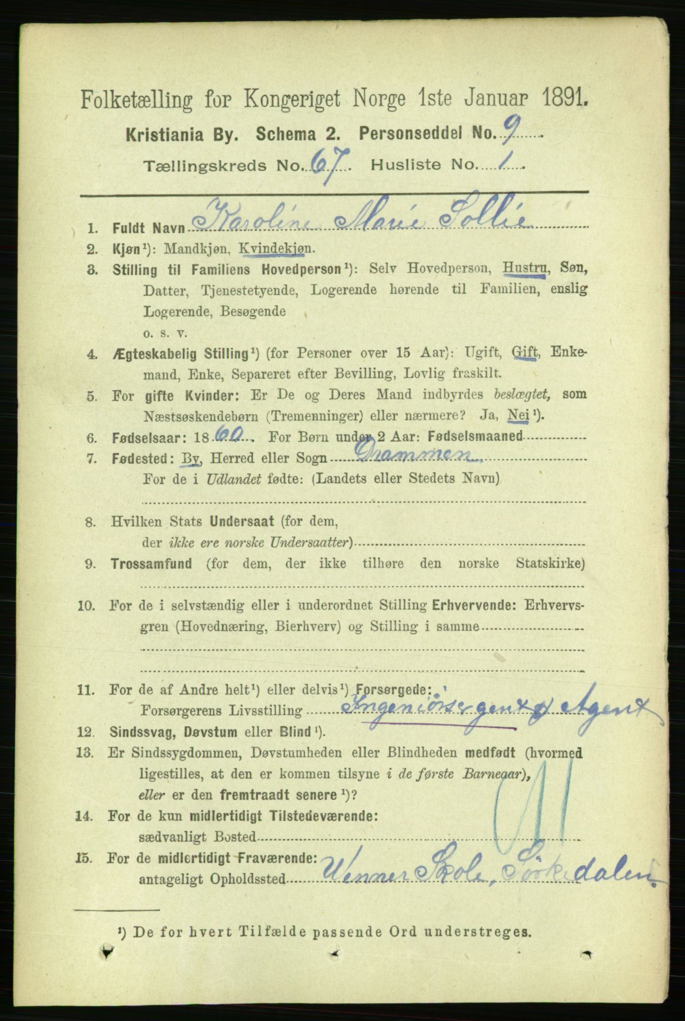 RA, 1891 census for 0301 Kristiania, 1891, p. 36439