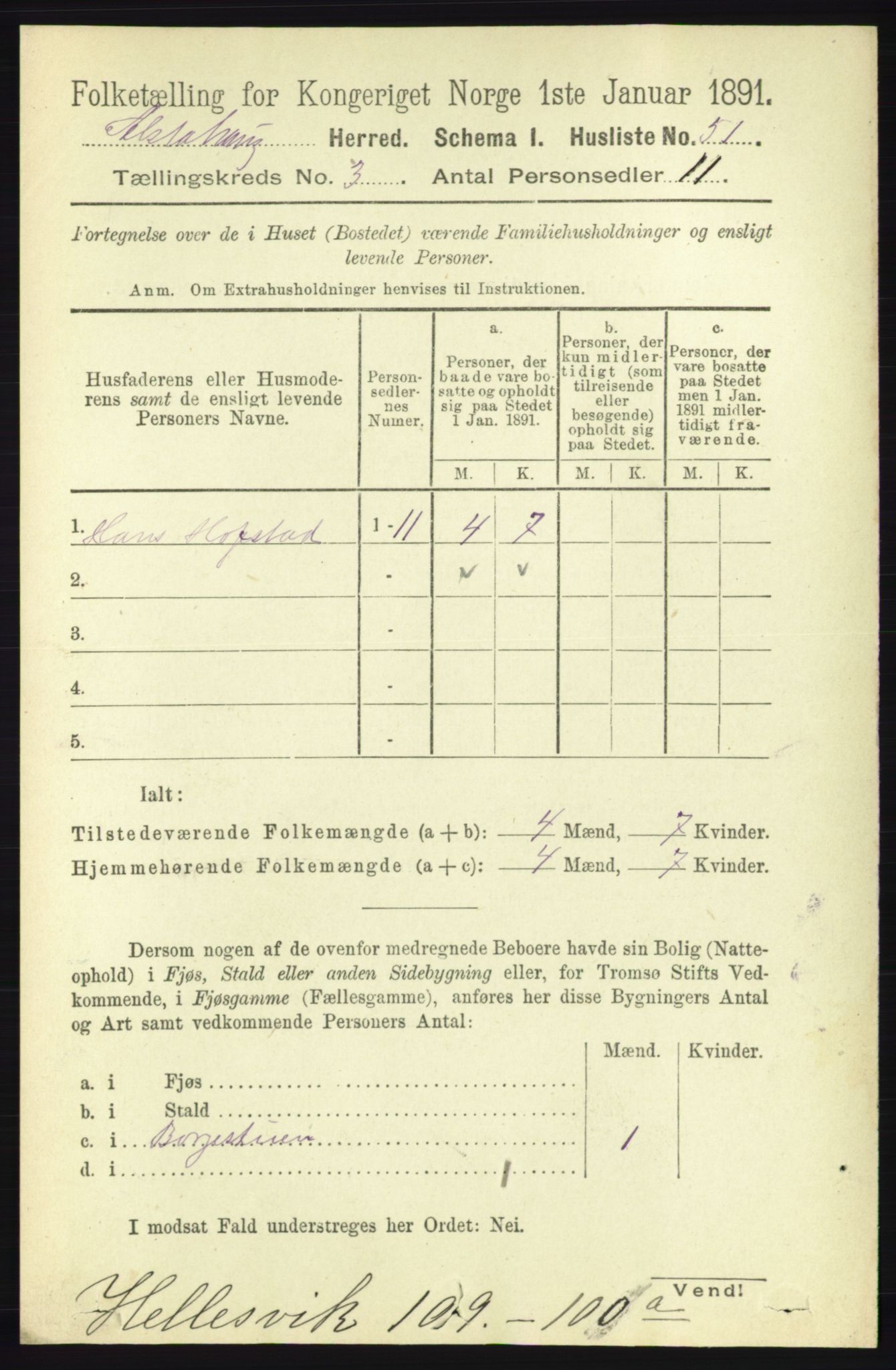 RA, 1891 census for 1820 Alstahaug, 1891, p. 1086